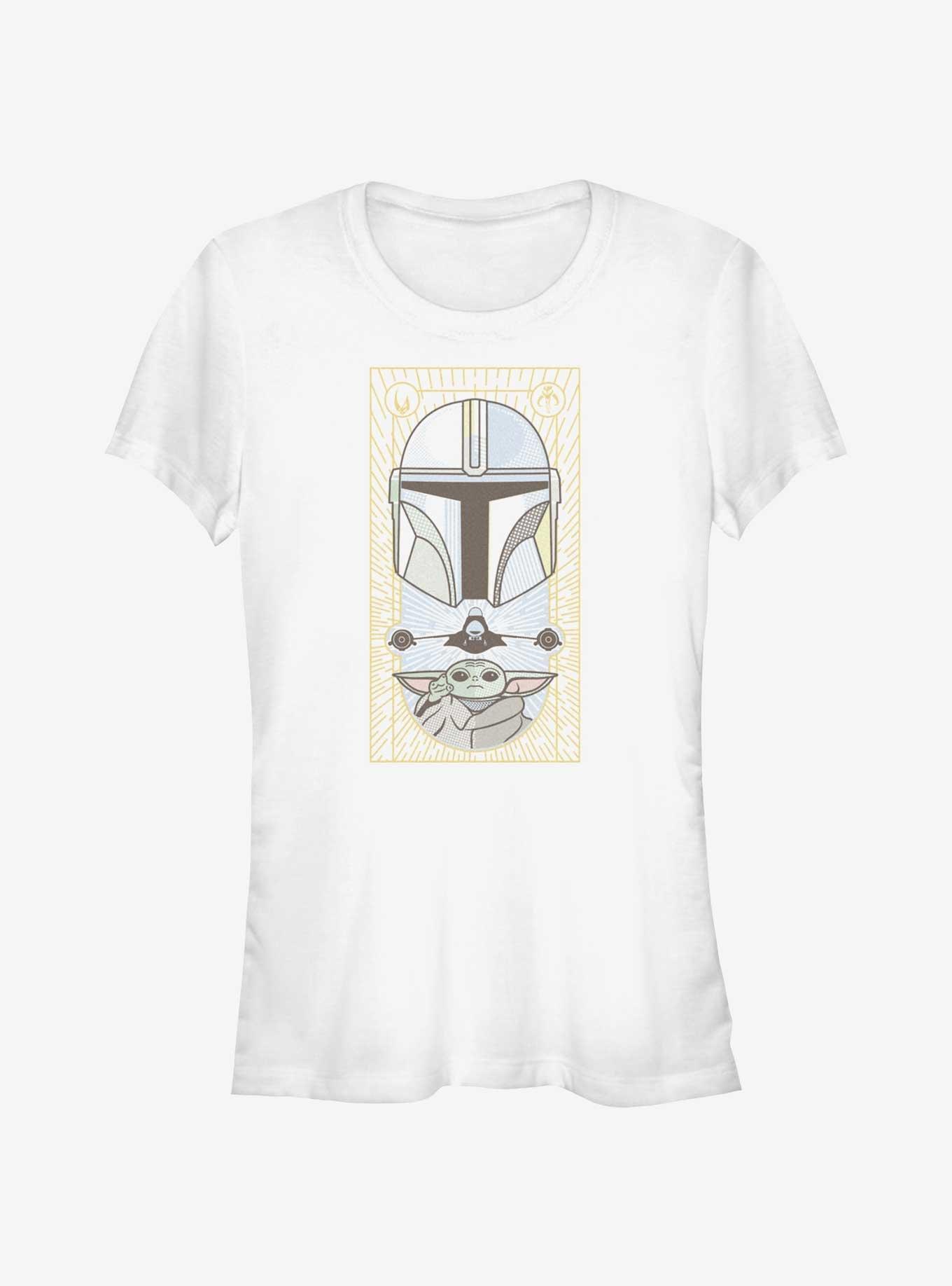 Star Wars The Mandalorian Grogu & Mando Clan Mudhorn Card Girls T-Shirt, WHITE, hi-res