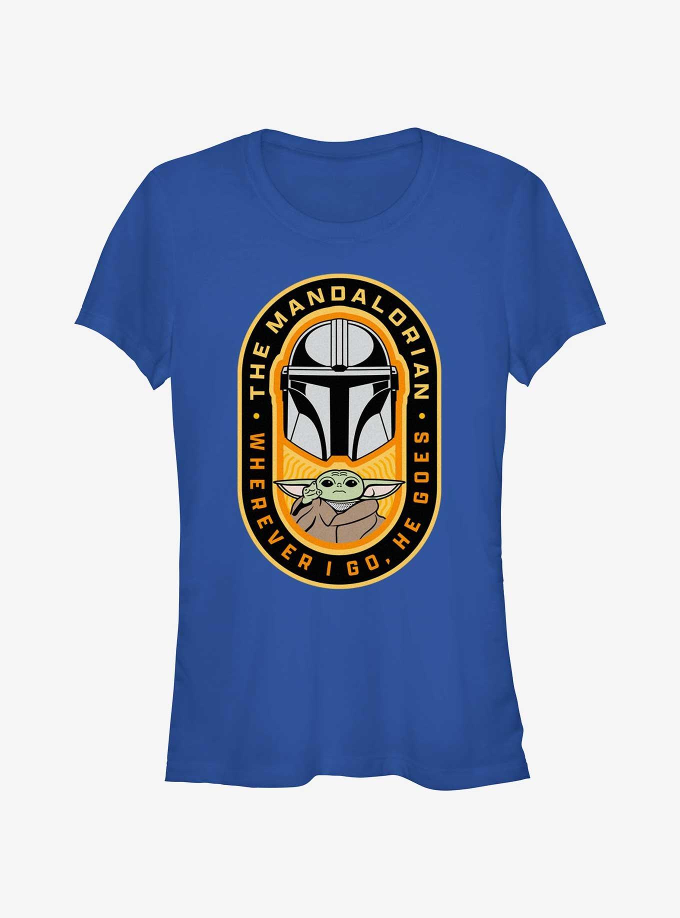 Star Wars The Mandalorian Where I Go, He Goes Badge Girls T-Shirt, , hi-res