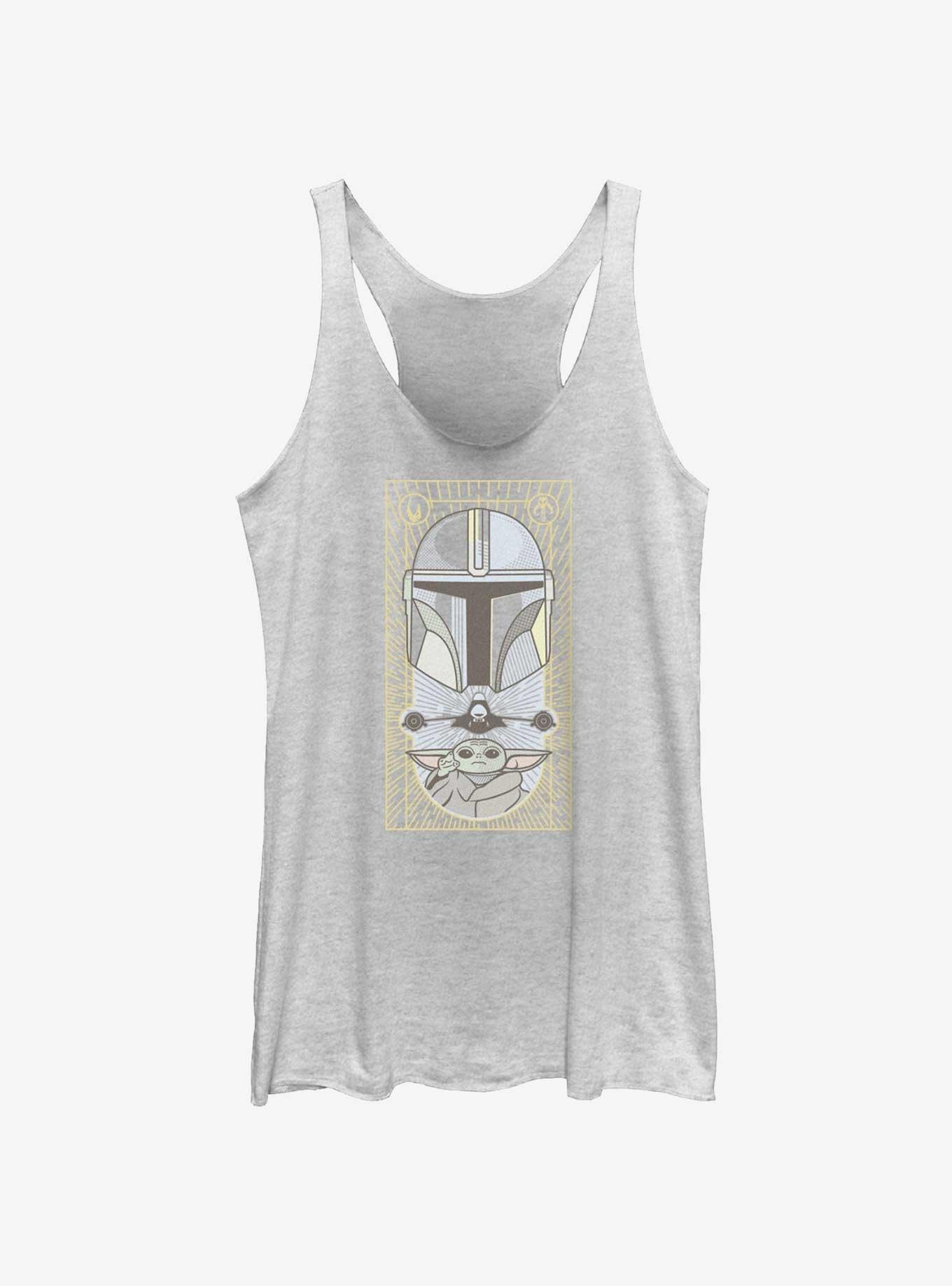 Star Wars The Mandalorian Grogu & Mando Clan Mudhorn Card Girls Tank, WHITE HTR, hi-res