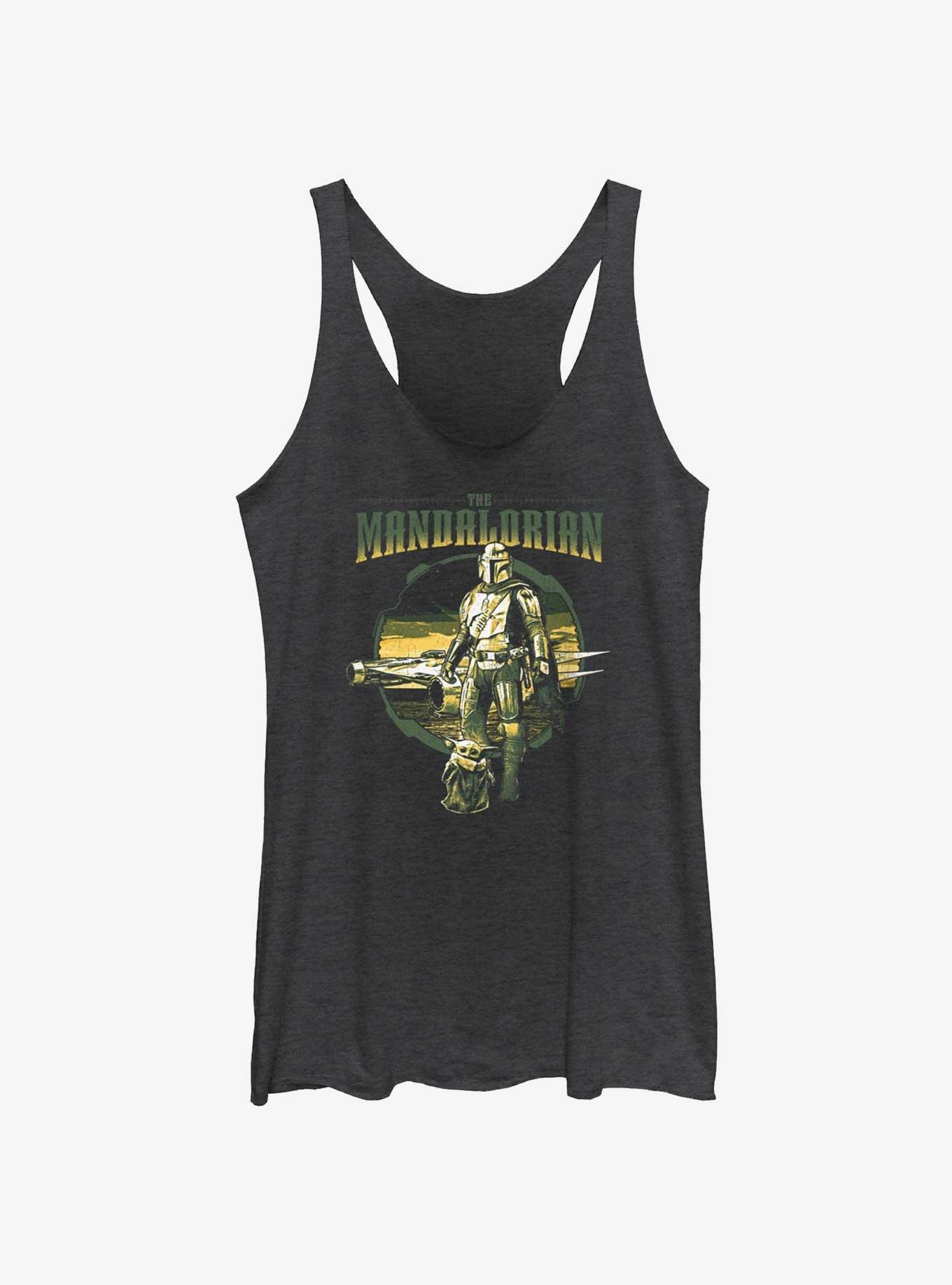 Star Wars The Mandalorian Grogu & Mando Together Again Girls Tank, BLK HTR, hi-res