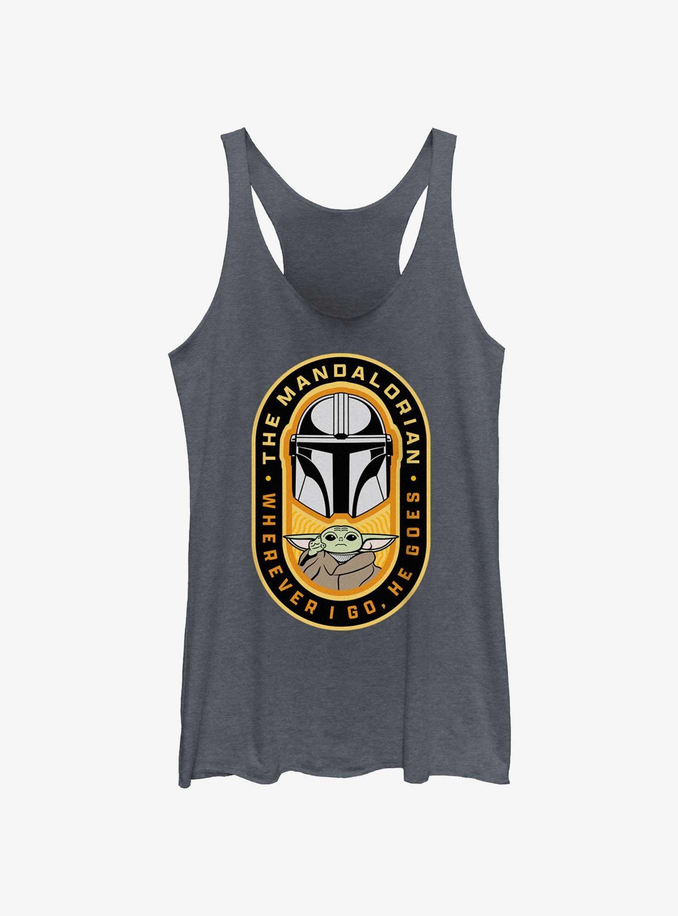 Star Wars The Mandalorian Where I Go, He Goes Badge Girls Tank