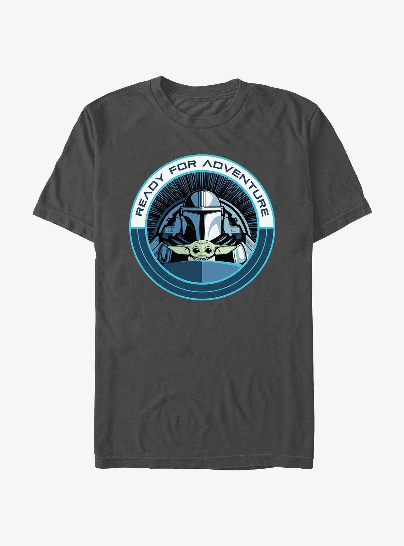 Star Wars The Mandalorian Grogu & Mando Ready For Adventure Badge T-Shirt, , hi-res