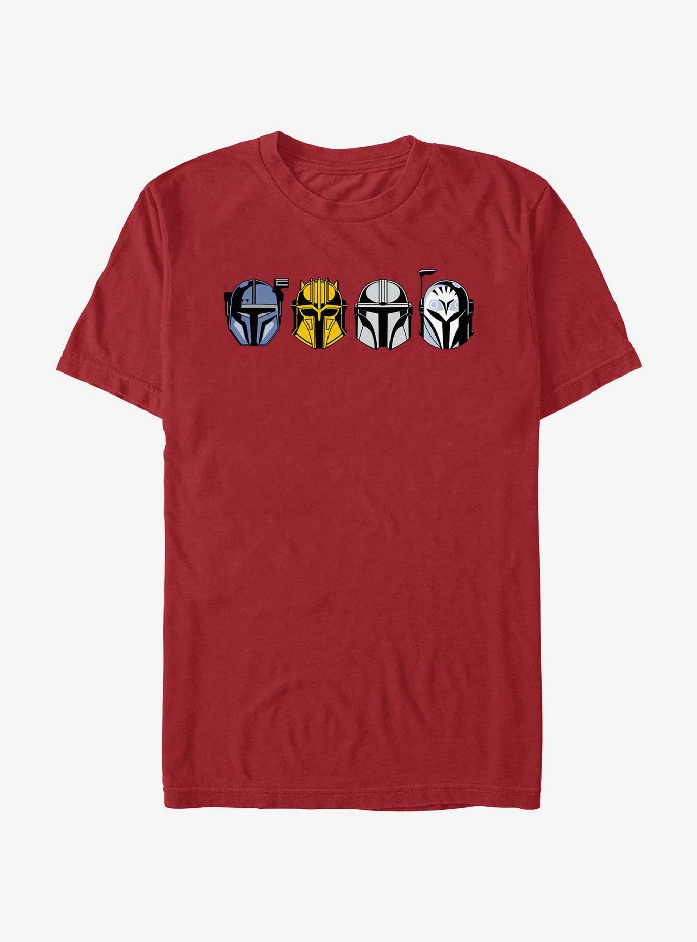 Star Wars The Mandalorian Helmet Lineup T-Shirt, CARDINAL, hi-res