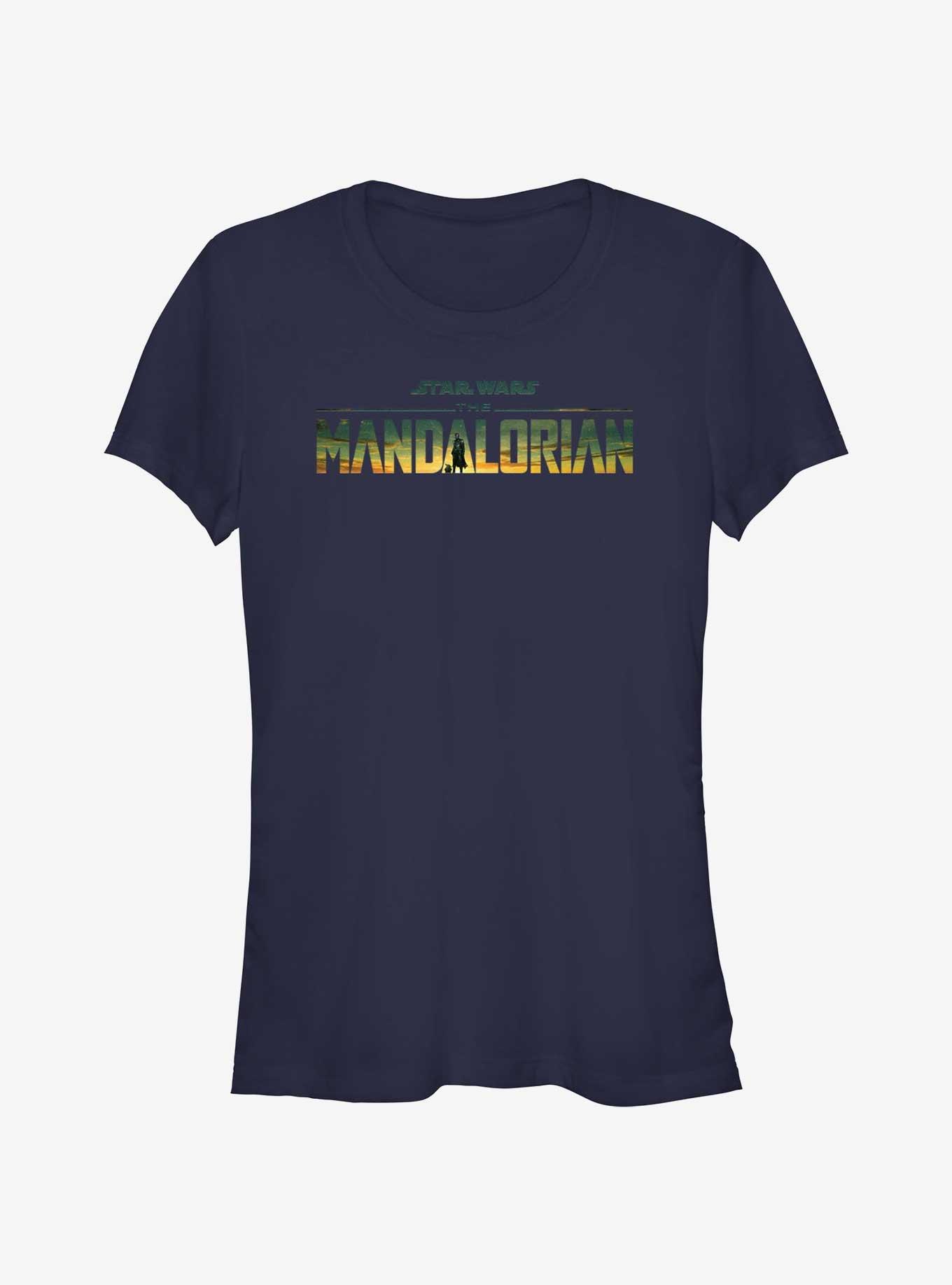 Star Wars The Mandalorian Desert Sunset Logo Girls T-Shirt, NAVY, hi-res