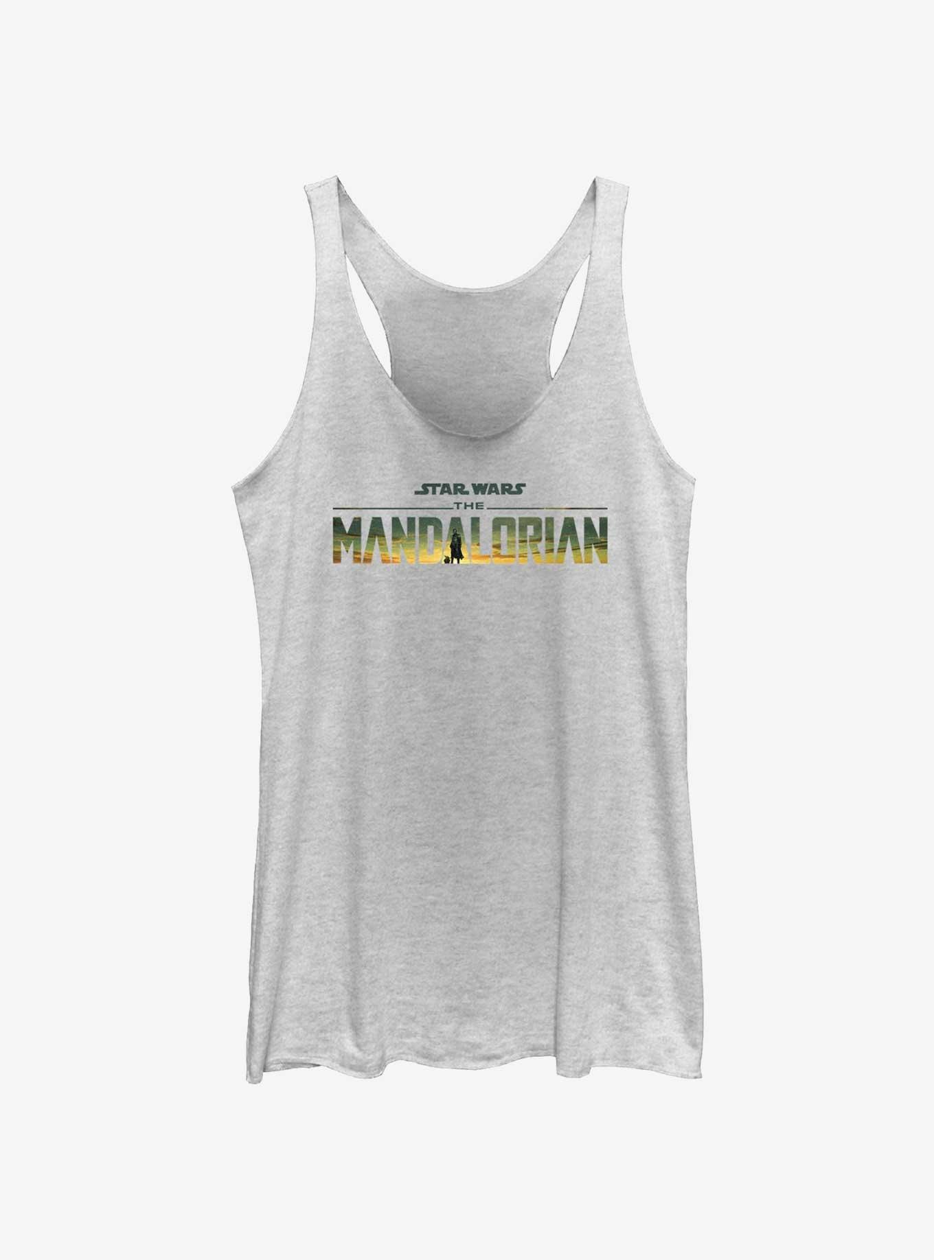 Star Wars The Mandalorian Desert Sunset Logo Girls Tank, WHITE HTR, hi-res