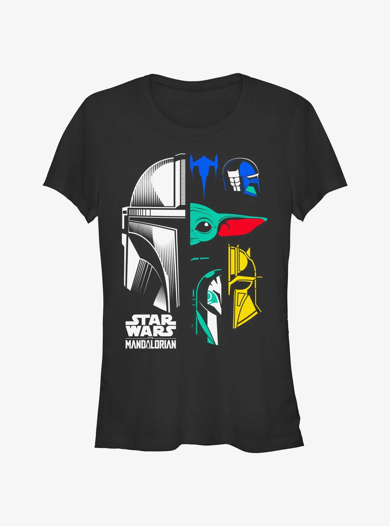 Star Wars The Mandalorian Grogu & Mando Helmet Split Girls T-Shirt, BLACK, hi-res