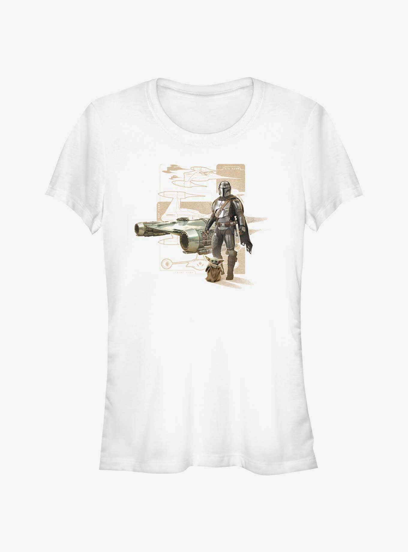 Star Wars The Mandalorian Mando N-1 Starfighter Schematic Girls T-Shirt, , hi-res