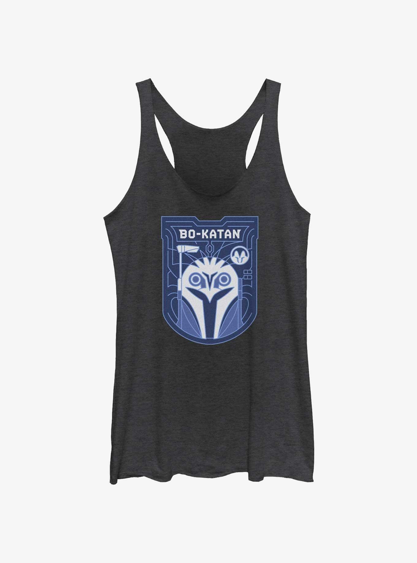 Star Wars The Mandalorian Bo-Katan Crest Girls Tank, BLK HTR, hi-res