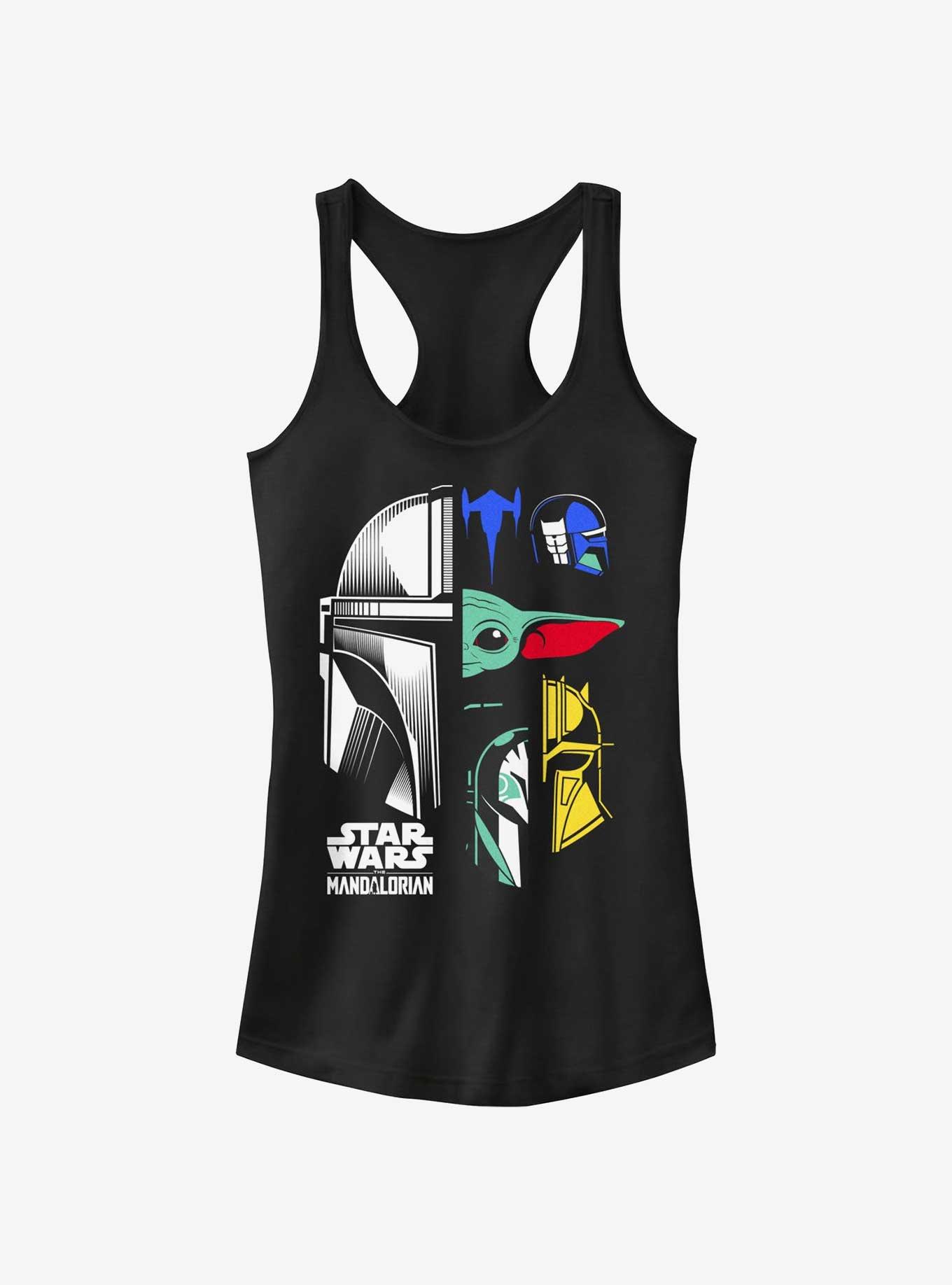 Star Wars The Mandalorian Grogu & Mando Helmet Split Girls Tank, BLACK, hi-res