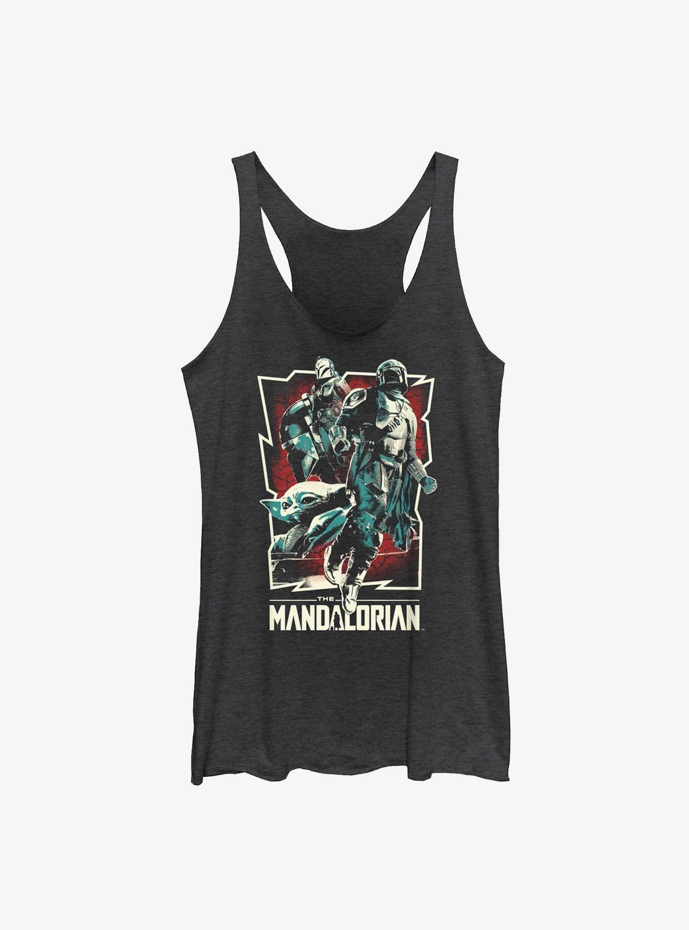 Star Wars The Mandalorian Grunge Rock Star Poster Girls Tank, BLK HTR, hi-res