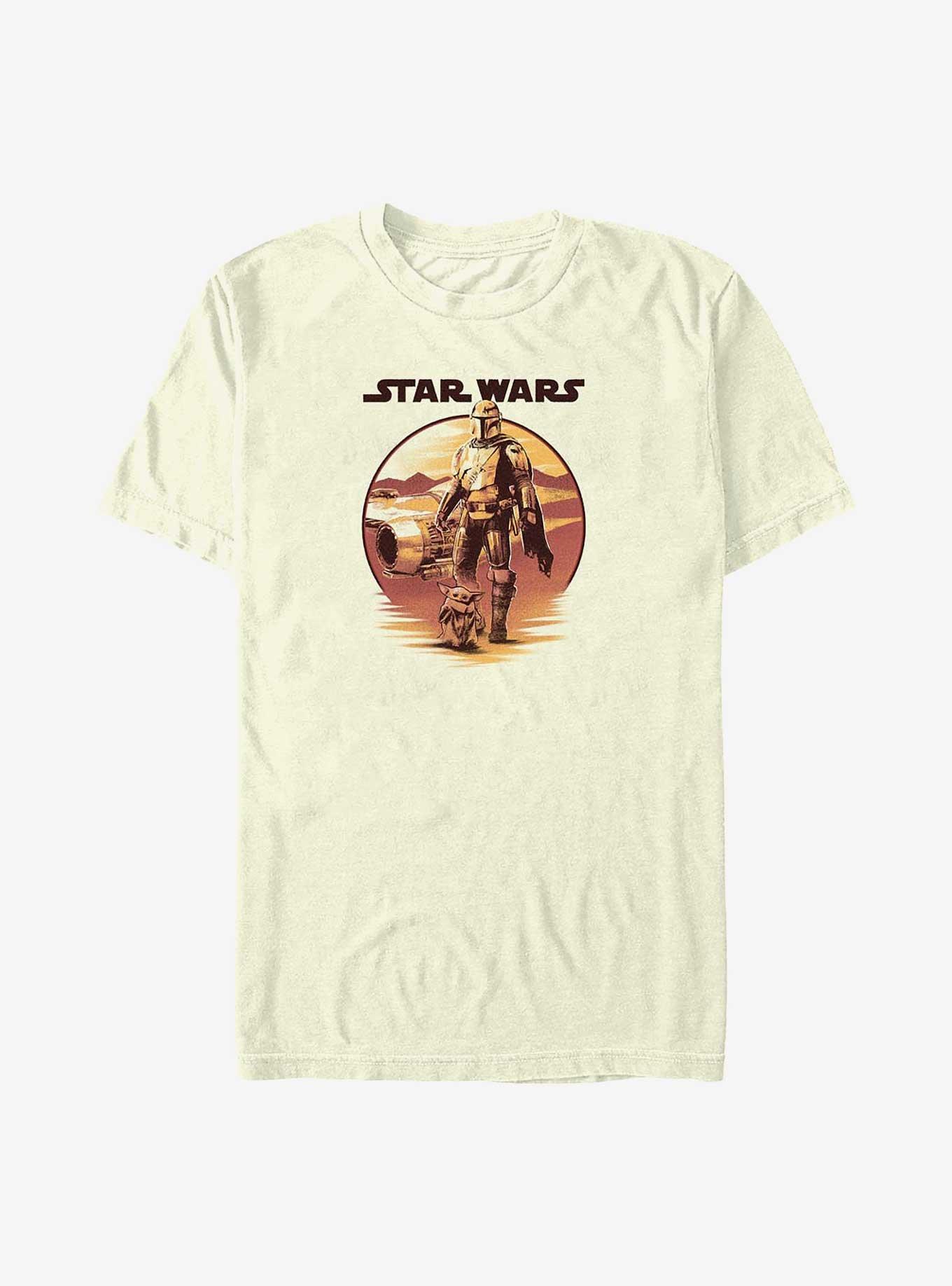 Star Wars The Mandalorian Desert Sunset Mando & Grogu T-Shirt, NATURAL, hi-res