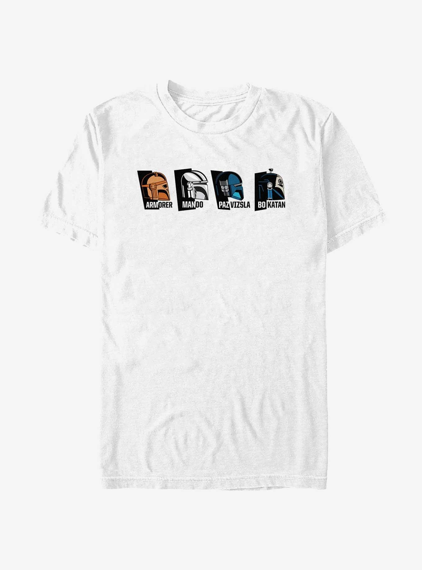 Star Wars The Mandalorian Helmet Heads Armorer, Mando, Paz Vizsla, & Bo-Katan T-Shirt, , hi-res