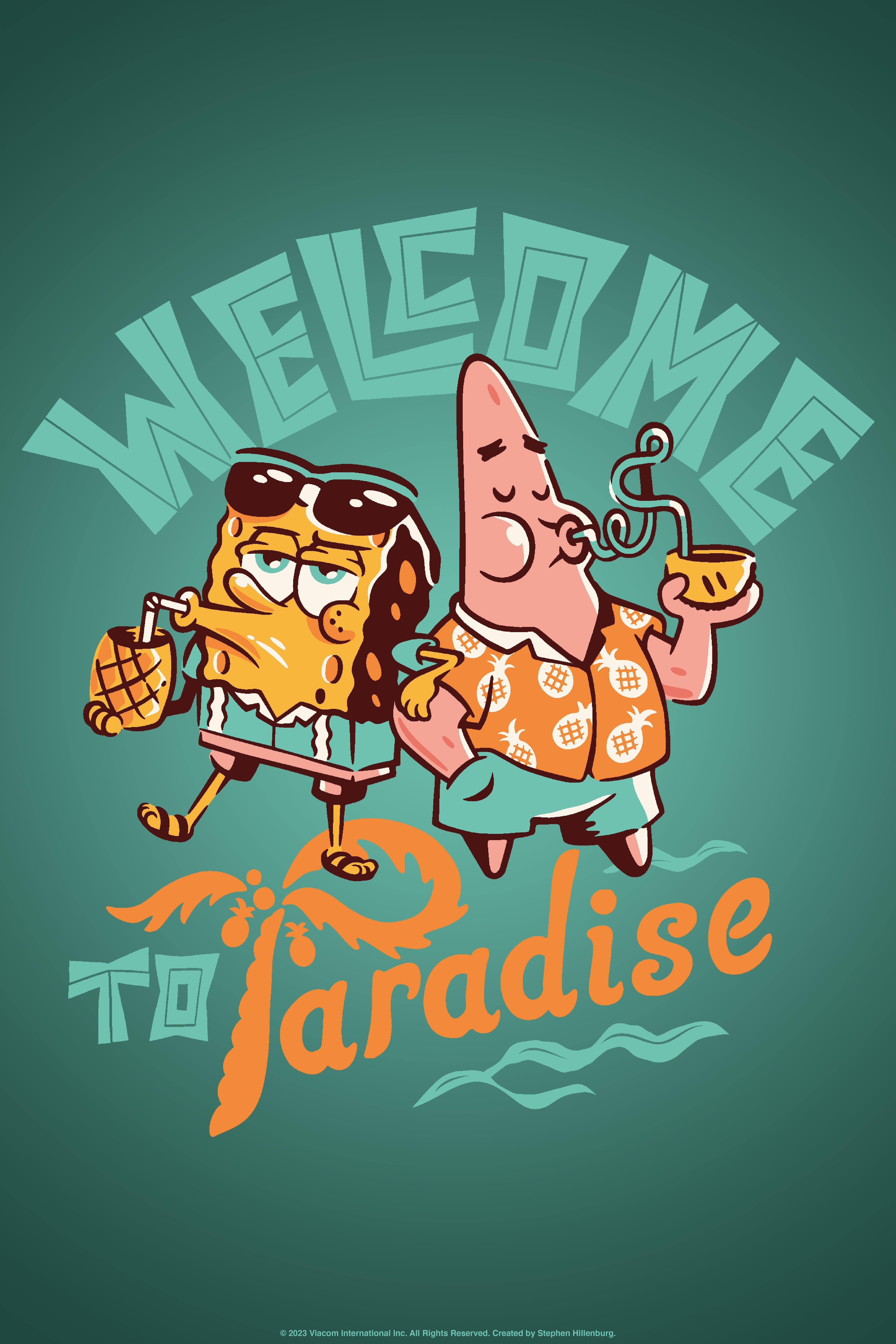 Spongebob Squarepants Welcome To Paradise Poster, WHITE, hi-res