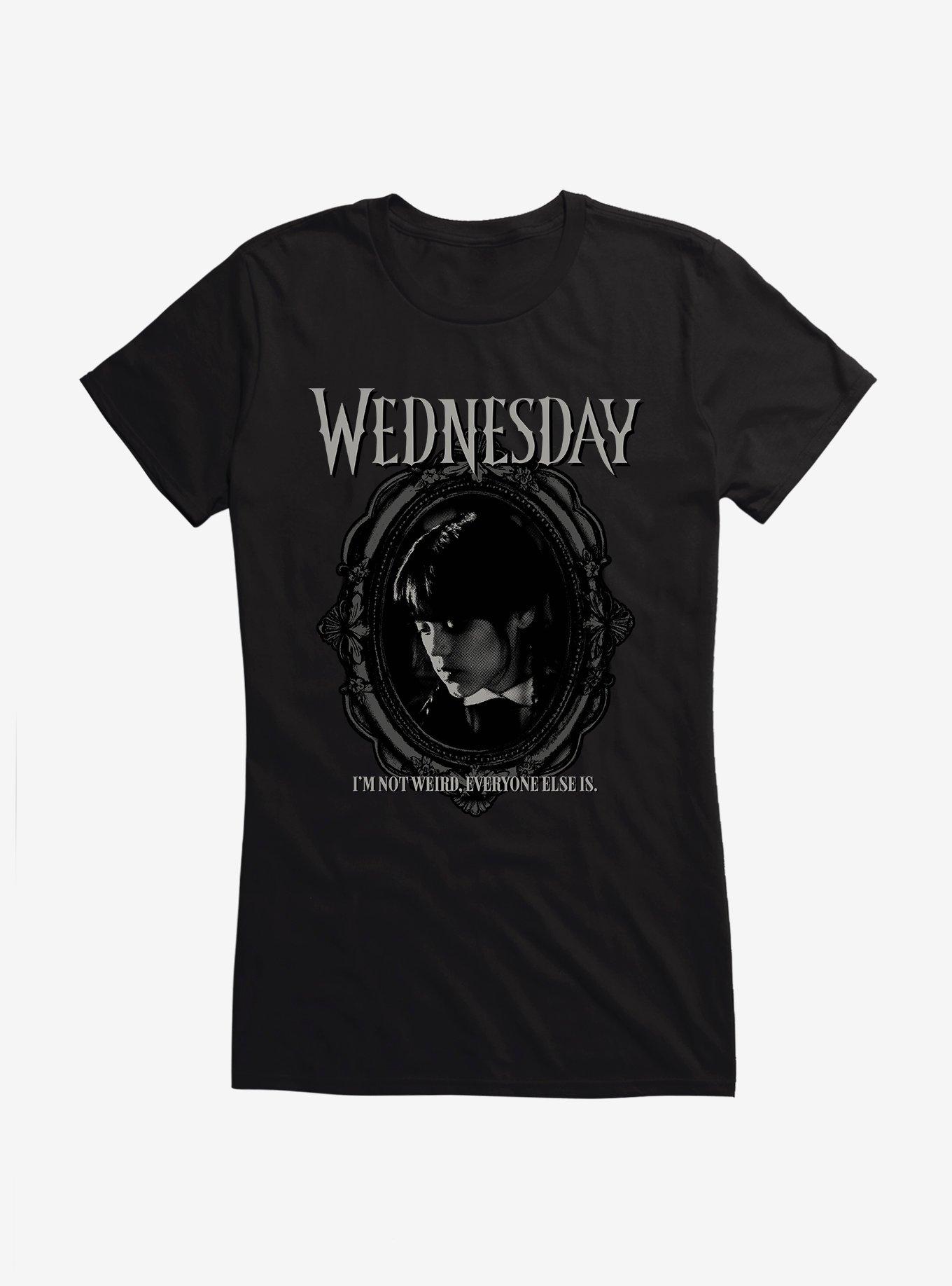 Wednesday I'm Not Weird Girls T-Shirt, BLACK, hi-res
