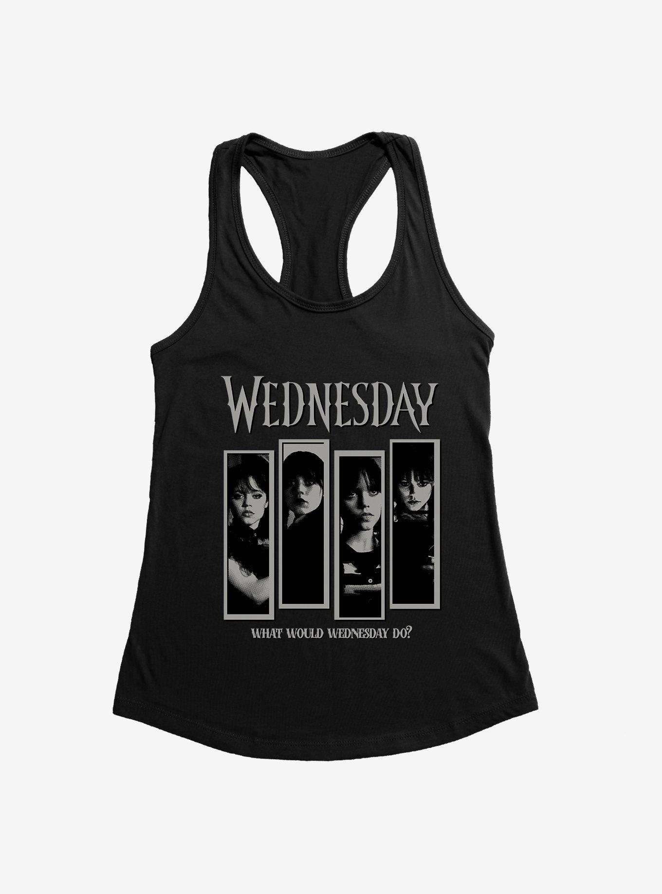Wednesday What Would Wednesday Do? Panels Girls Tank, BLACK, hi-res