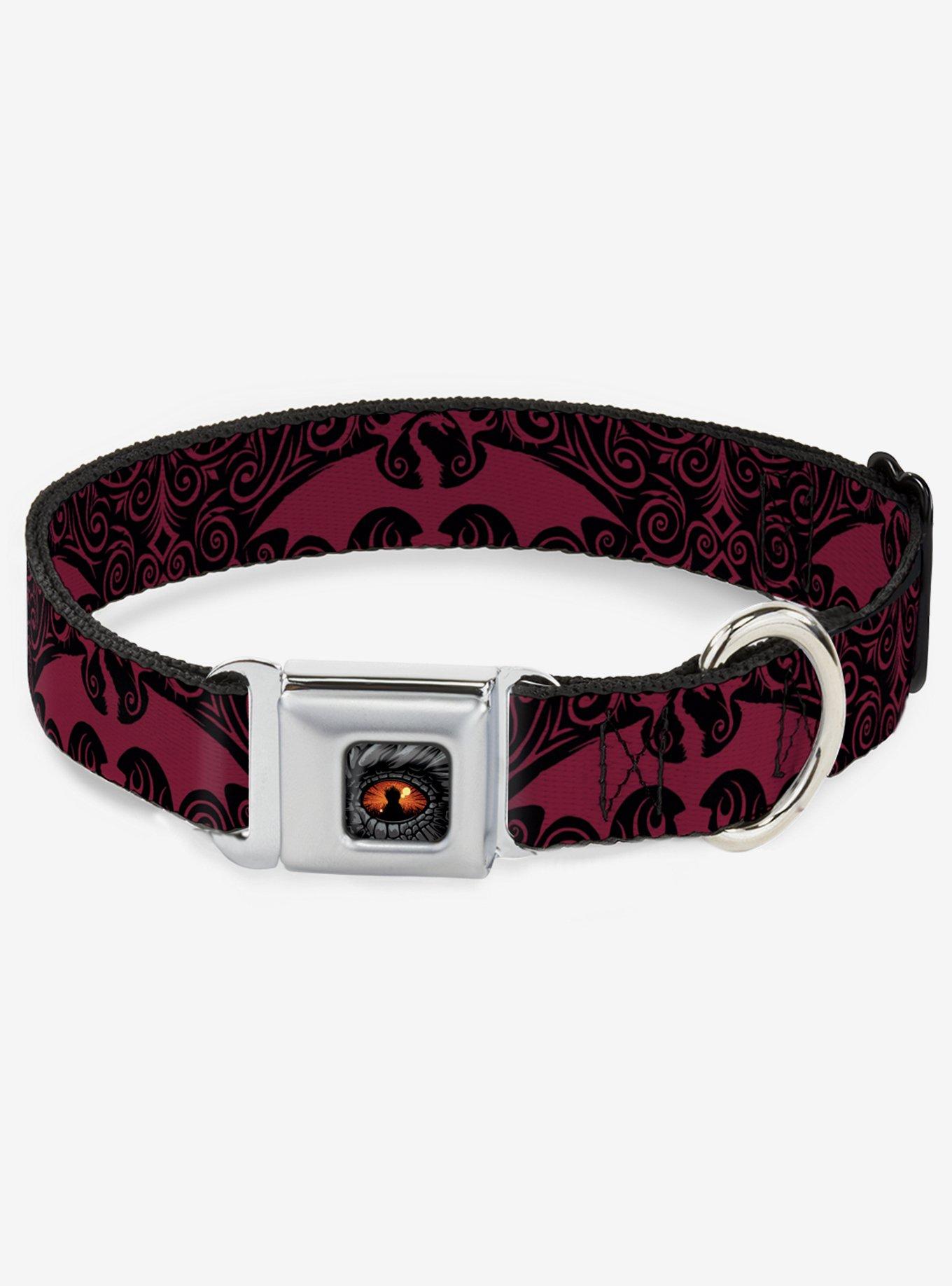 House Of The Dragon With Dragon Icon Seatbelt Buckle Dog Collar, BLACK, hi-res
