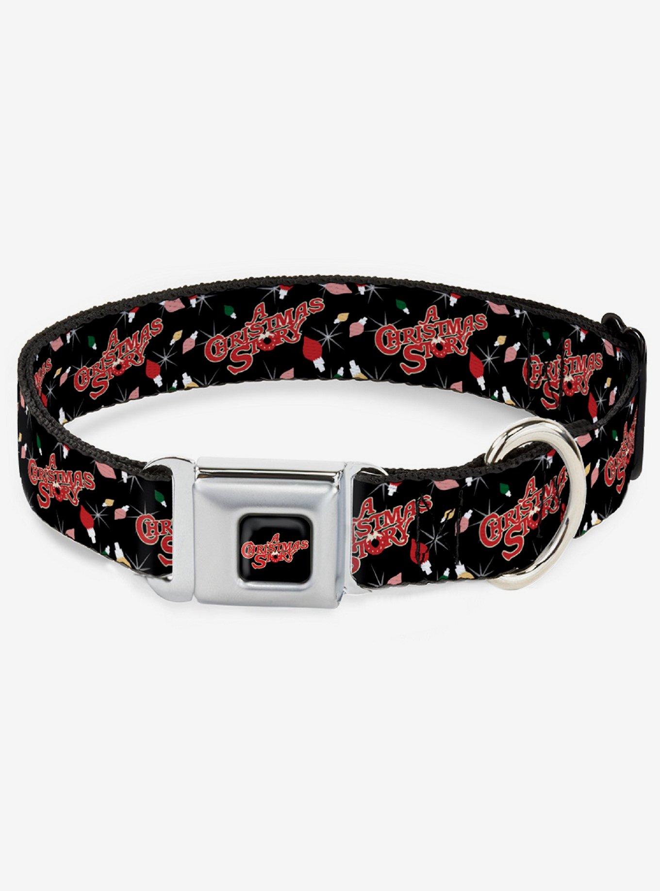 A Christmas Story Title Logo And Lights Seatbelt Buckle Dog Collar, BLACK, hi-res