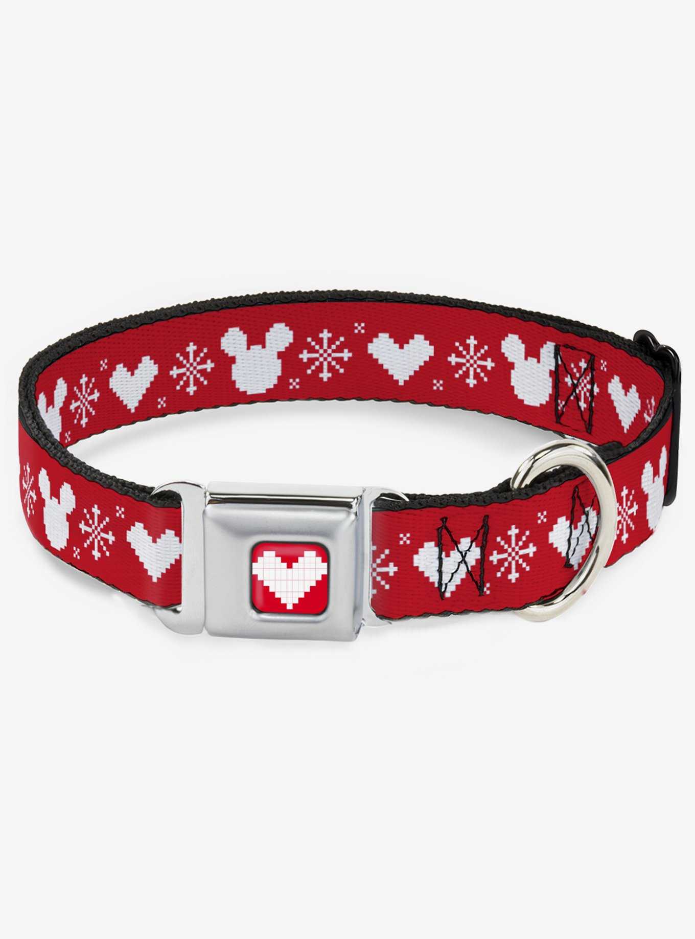 Disney Mickey Mouse Heart Sweater Stitch Seatbelt Buckle Dog Collar, , hi-res