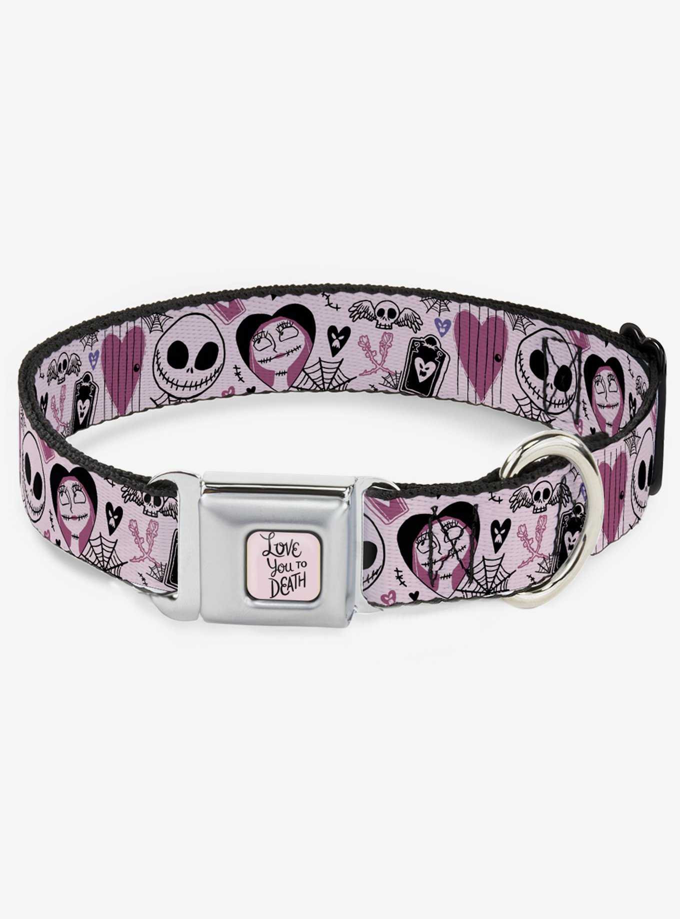 The Nightmare Before Christmas Jack And Sally Doodles Seatbelt Buckle Dog Collar, , hi-res