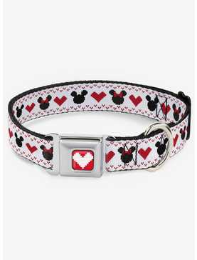 Disney Mickey Mouse And Minnie Mouse Heart Sweater Seatbelt Buckle Dog Collar, , hi-res