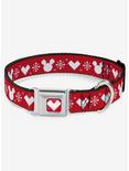 Disney Mickey Mouse Heart Sweater Stitch Seatbelt Buckle Dog Collar, RED, hi-res
