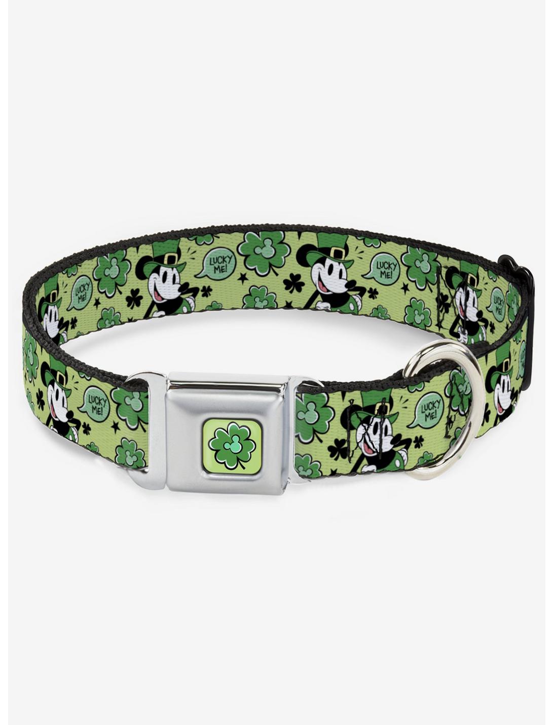 Disney Mickey Mouse St Patricks Day Lucky Me Seatbelt Buckle Dog Collar, GREEN, hi-res