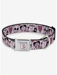 The Nightmare Before Christmas Jack And Sally Doodles Seatbelt Buckle Dog Collar, PINK, hi-res