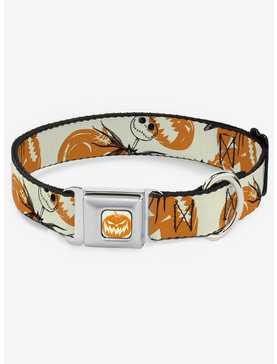 The Nightmare Before Christmas Jack Pose And Pumpkins Seatbelt Buckle Dog Collar, , hi-res