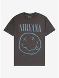 Nirvana Smile Face Charcoal Wash Boyfriend Fit Girls T-Shirt, CHARCOAL  GREY, hi-res