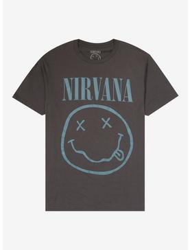 Nirvana Smile Face Charcoal Wash Boyfriend Fit Girls T-Shirt, , hi-res