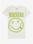 Nirvana Smile Neon Logo Boyfriend Fit Girls T-Shirt, NATURAL, hi-res