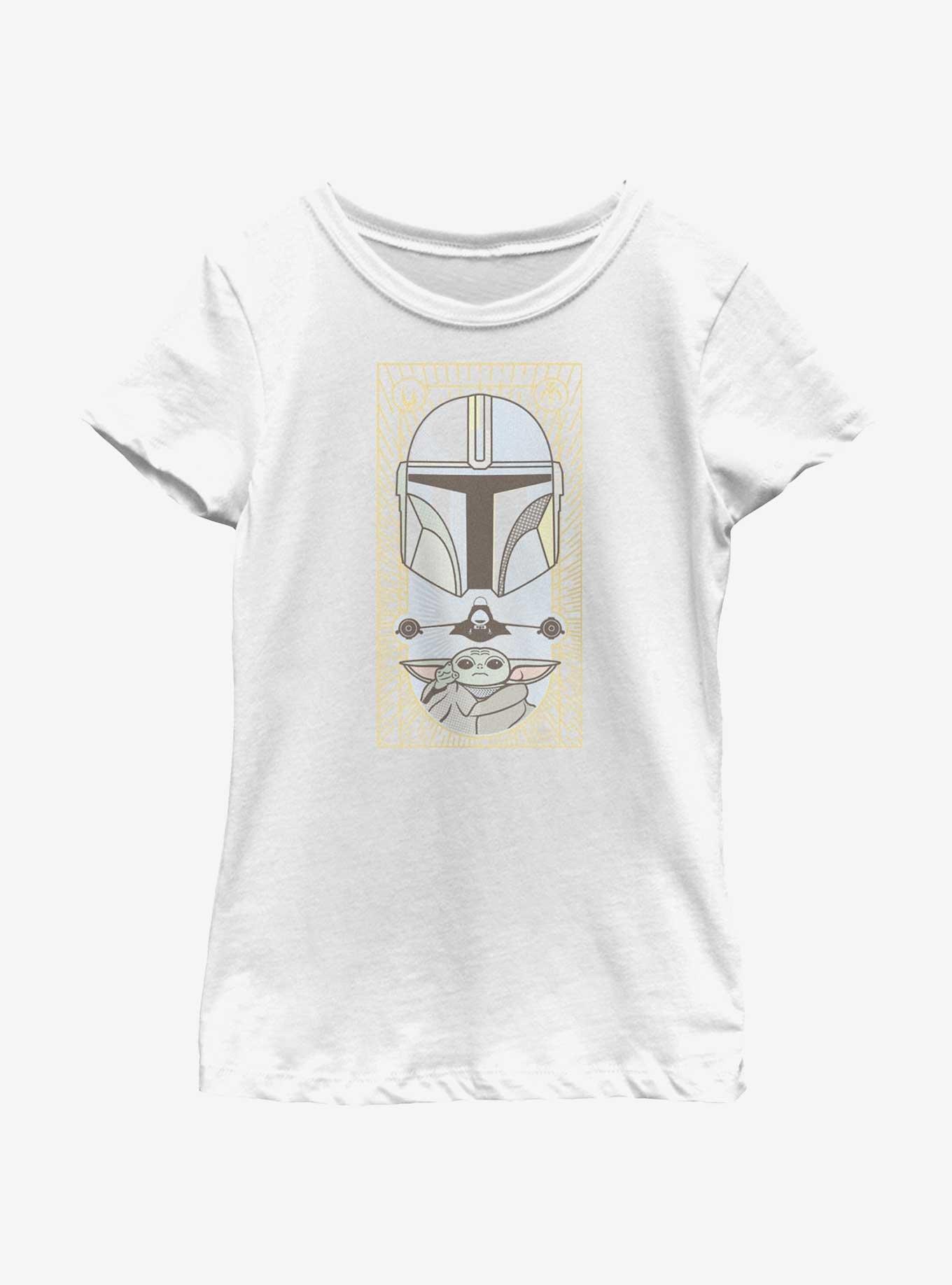 Star Wars The Mandalorian Grogu & Mando Clan Mudhorn Card Youth Girls T-Shirt, , hi-res