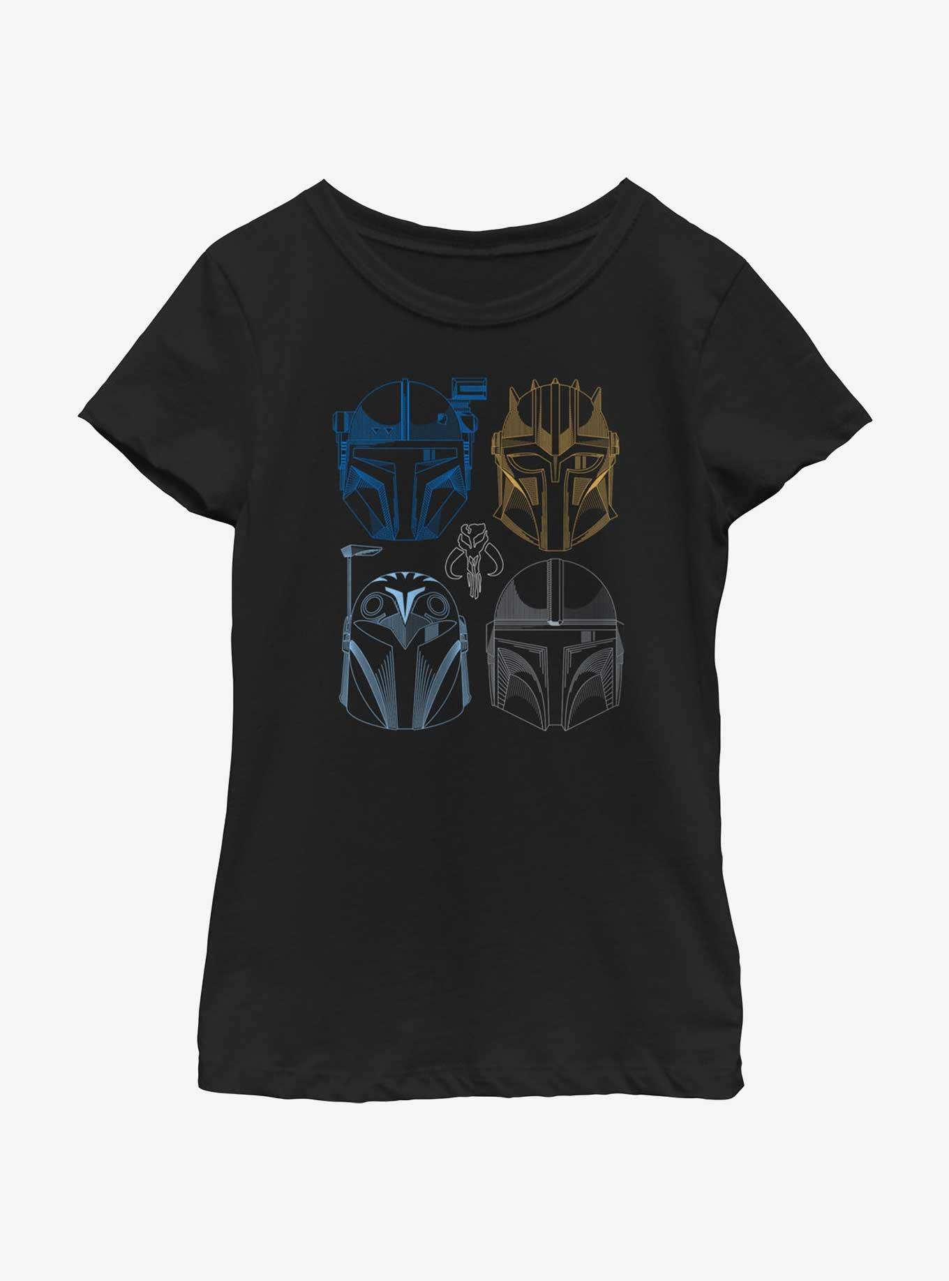 Star Wars The Mandalorian This Is The Way Helmet Lineup Youth Girls T-Shirt, BLACK, hi-res