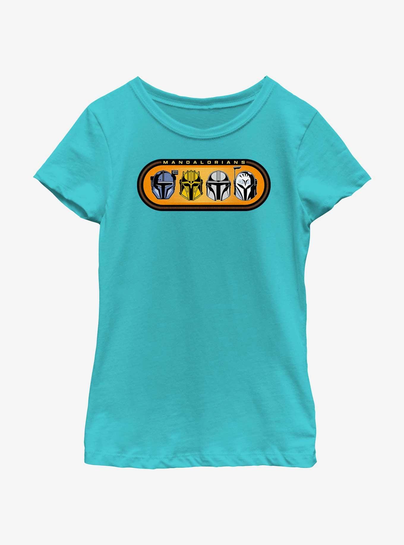 Star Wars The Mandalorian Helmets Badge Youth Girls T-Shirt, , hi-res