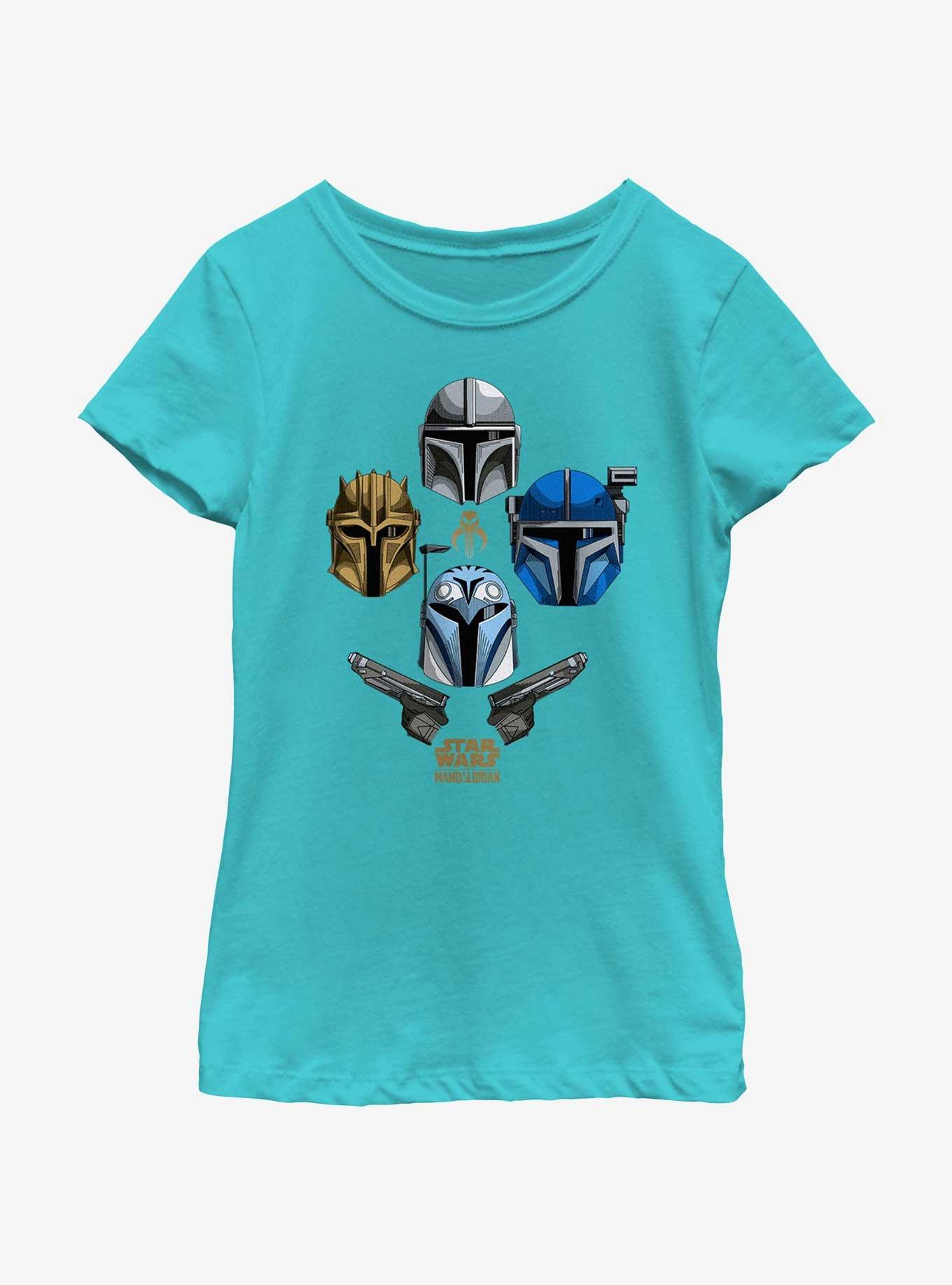 Star Wars The Mandalorian Helmets Held High Youth Girls T-Shirt, TAHI BLUE, hi-res