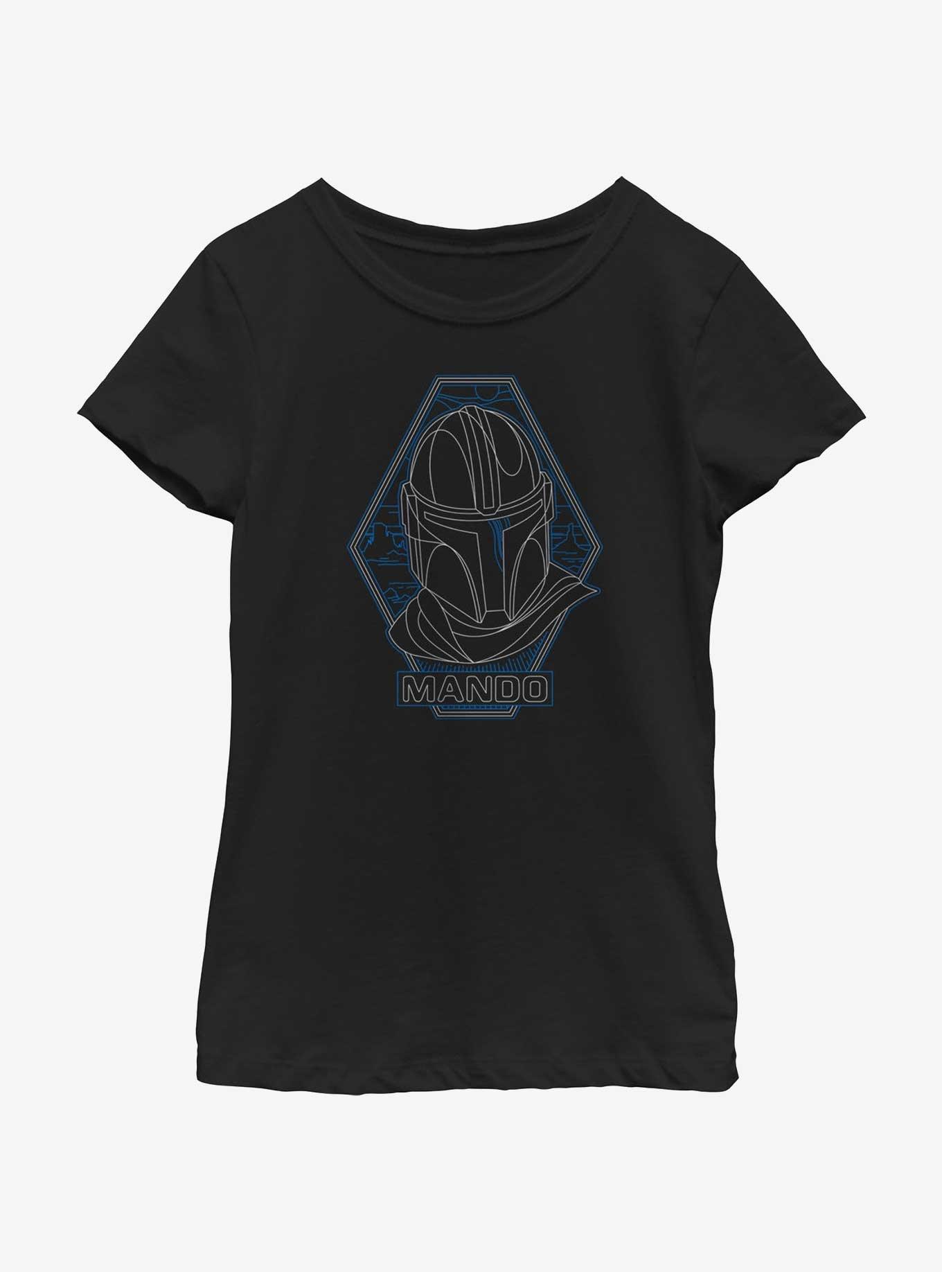 Star Wars The Mandalorian Mando Portrait Youth Girls T-Shirt, BLACK, hi-res