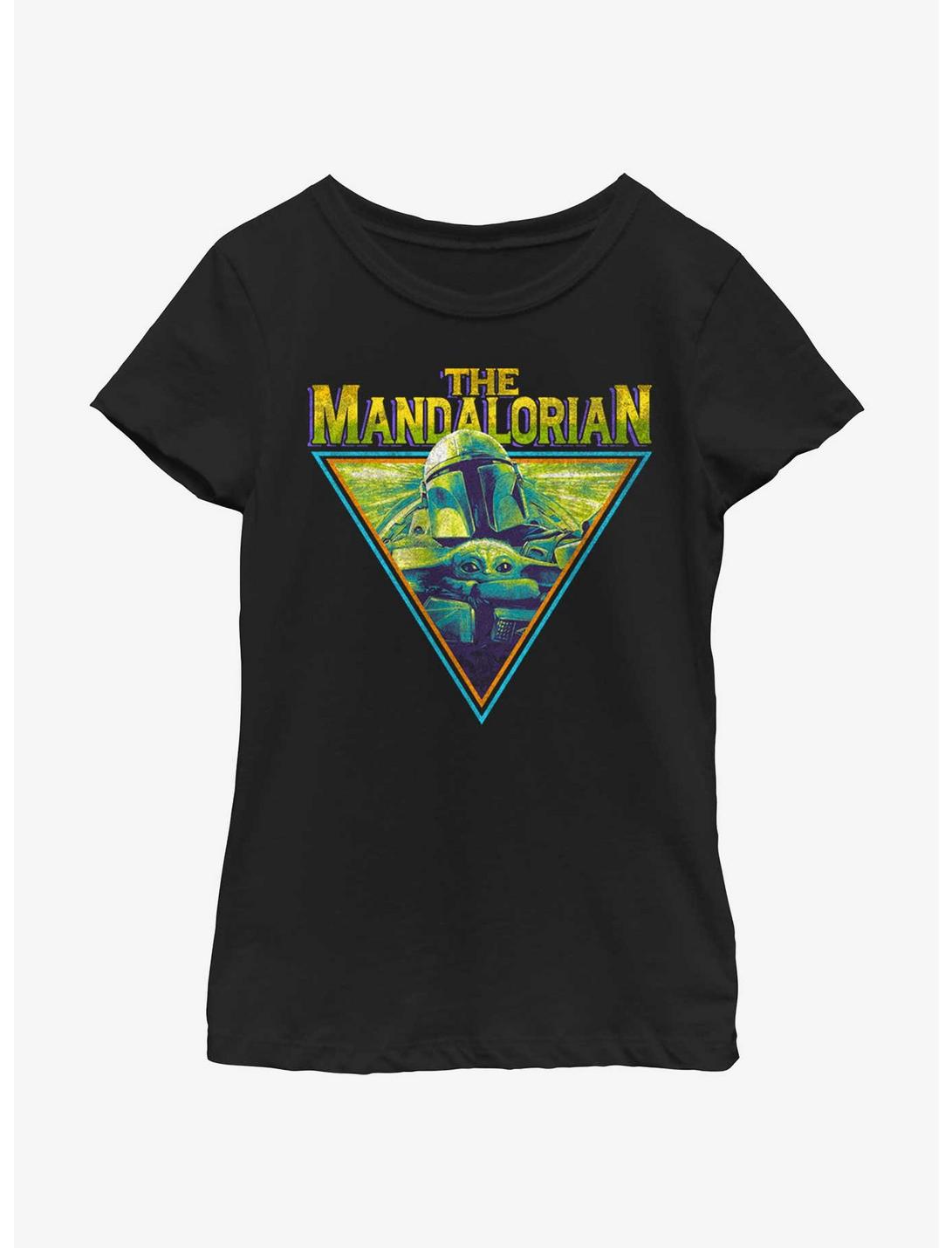 Star Wars The Mandalorian Neon Grunge Logo Youth Girls T-Shirt, BLACK, hi-res