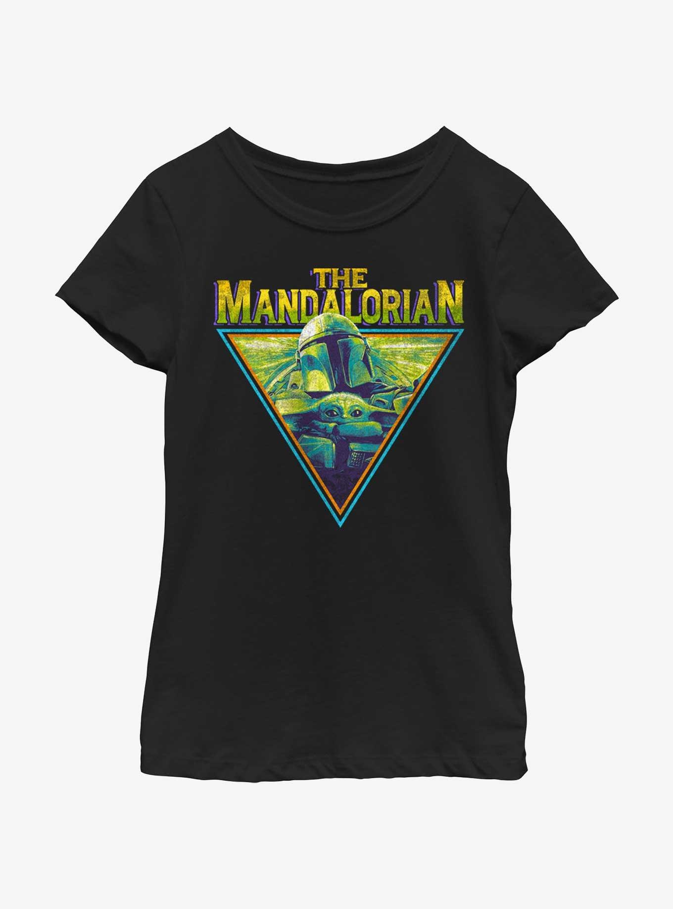 Star Wars The Mandalorian Neon Grunge Logo Youth Girls T-Shirt, BLACK, hi-res