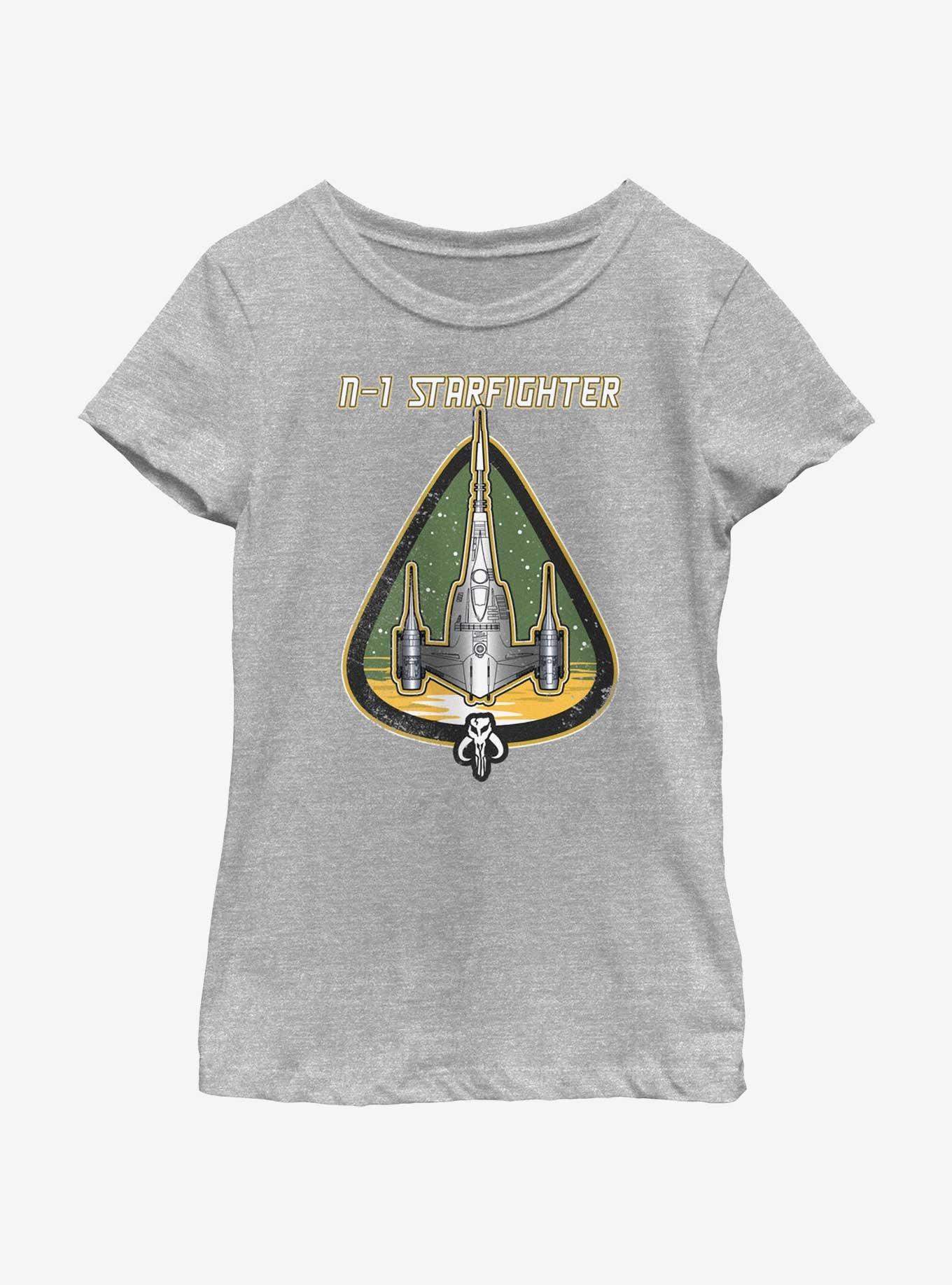 Star Wars The Mandalorian N-1 Starfighter Mod Youth Girls T-Shirt, ATH HTR, hi-res