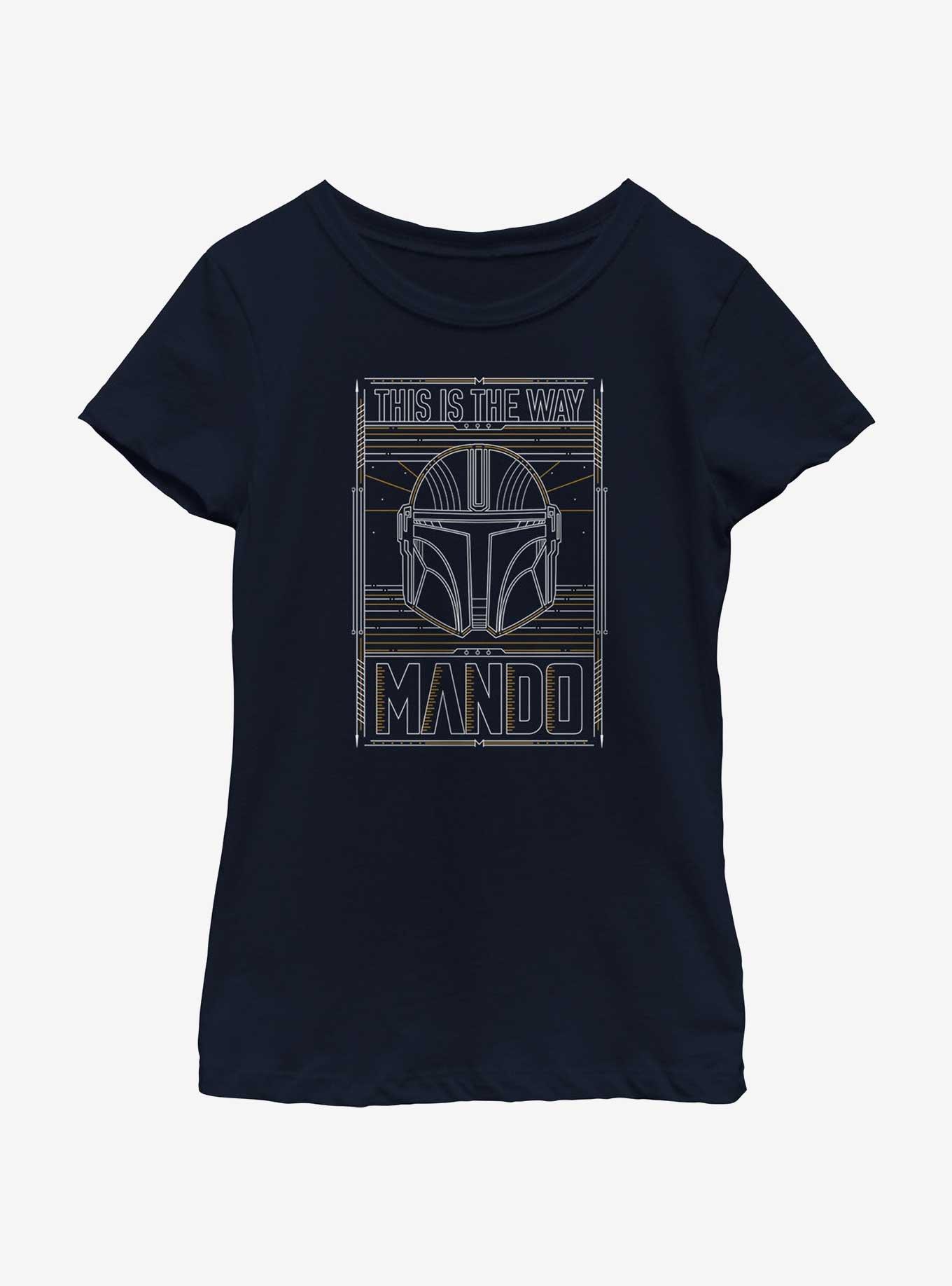 Star Wars The Mandalorian This Is The Way Mando Card Youth Girls T-Shirt, NAVY, hi-res