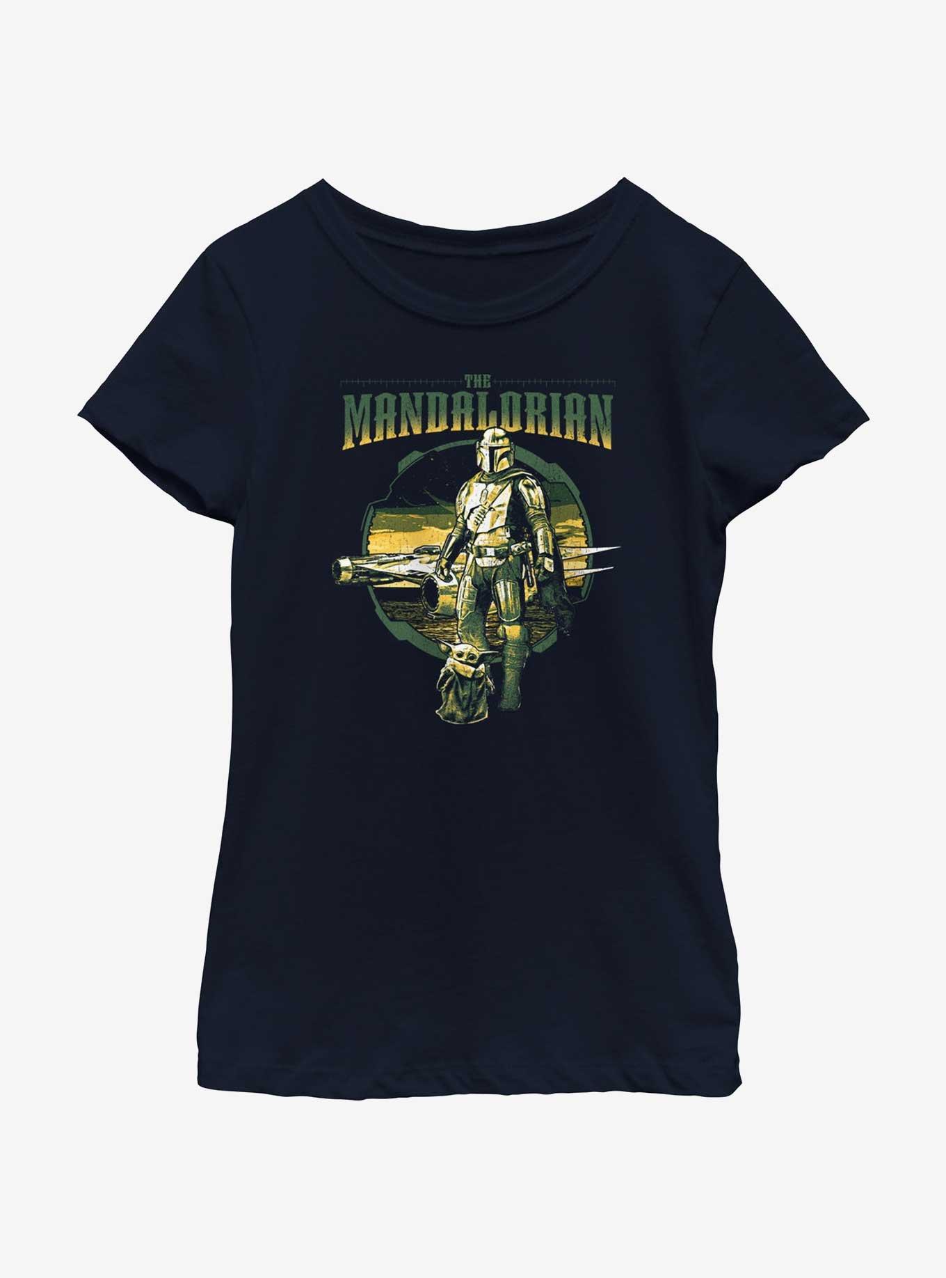 Star Wars The Mandalorian Grogu & Mando Together Again Youth Girls T-Shirt, NAVY, hi-res