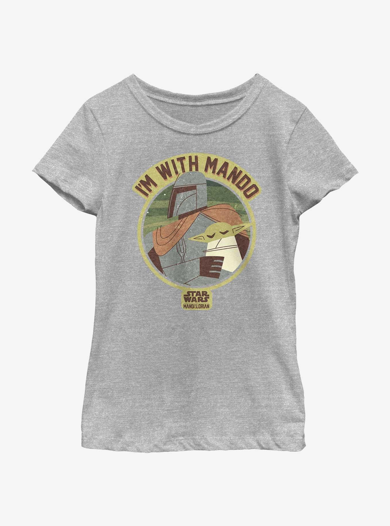 Star Wars The Mandalorian I'm With Mando Youth Girls T-Shirt, ATH HTR, hi-res