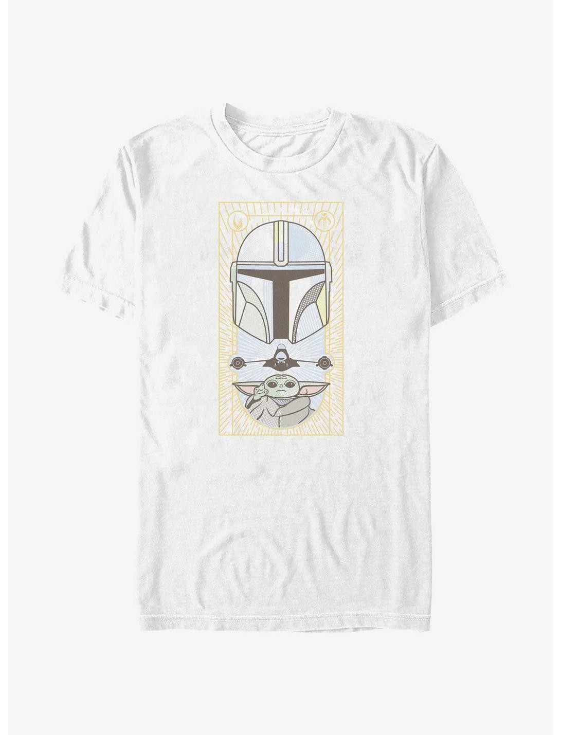 Star Wars The Mandalorian Grogu & Mando Clan Mudhorn Card T-Shirt, WHITE, hi-res