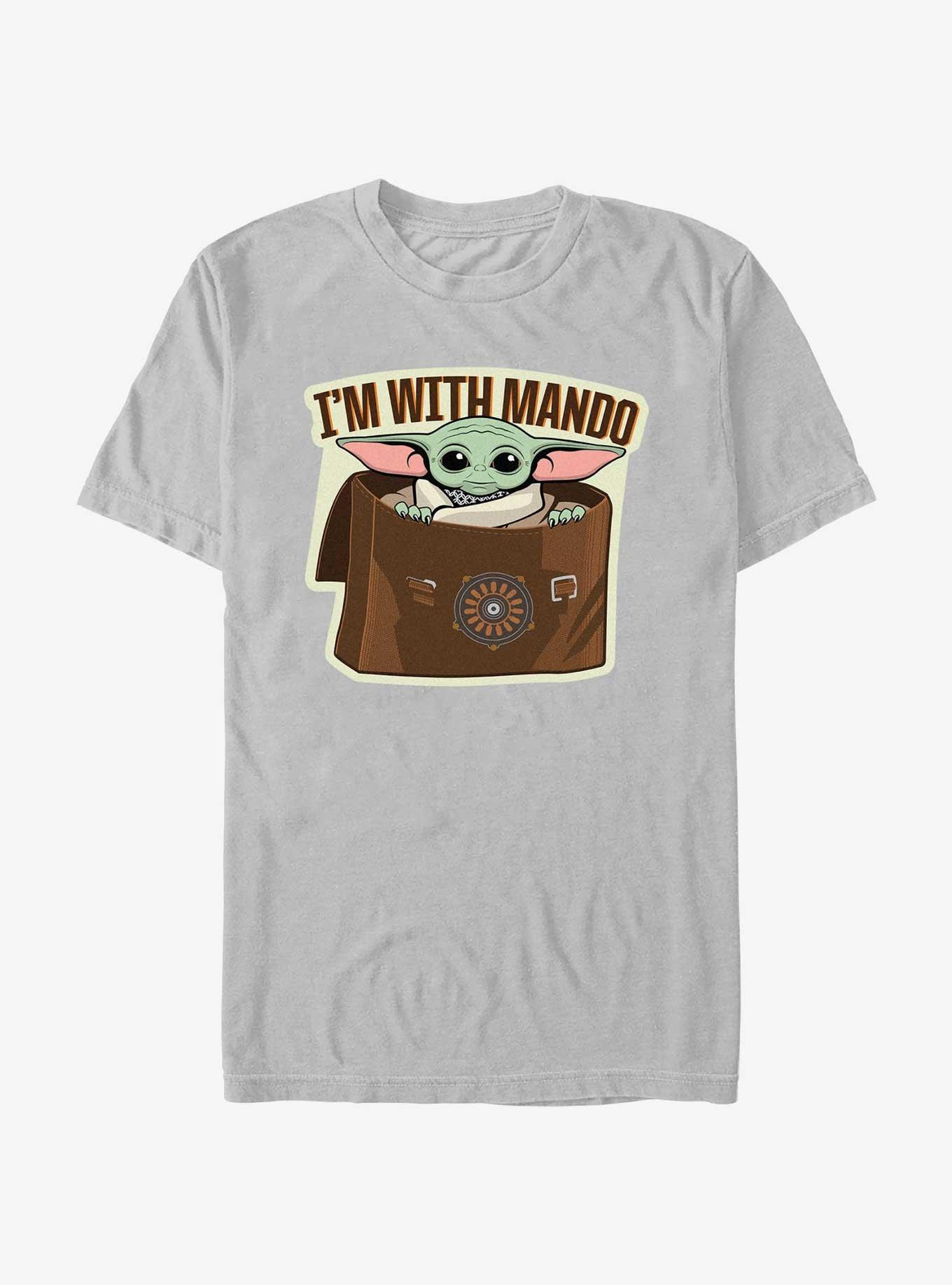 Star Wars The Mandalorian Grogu I'm With Mando T-Shirt, SILVER, hi-res