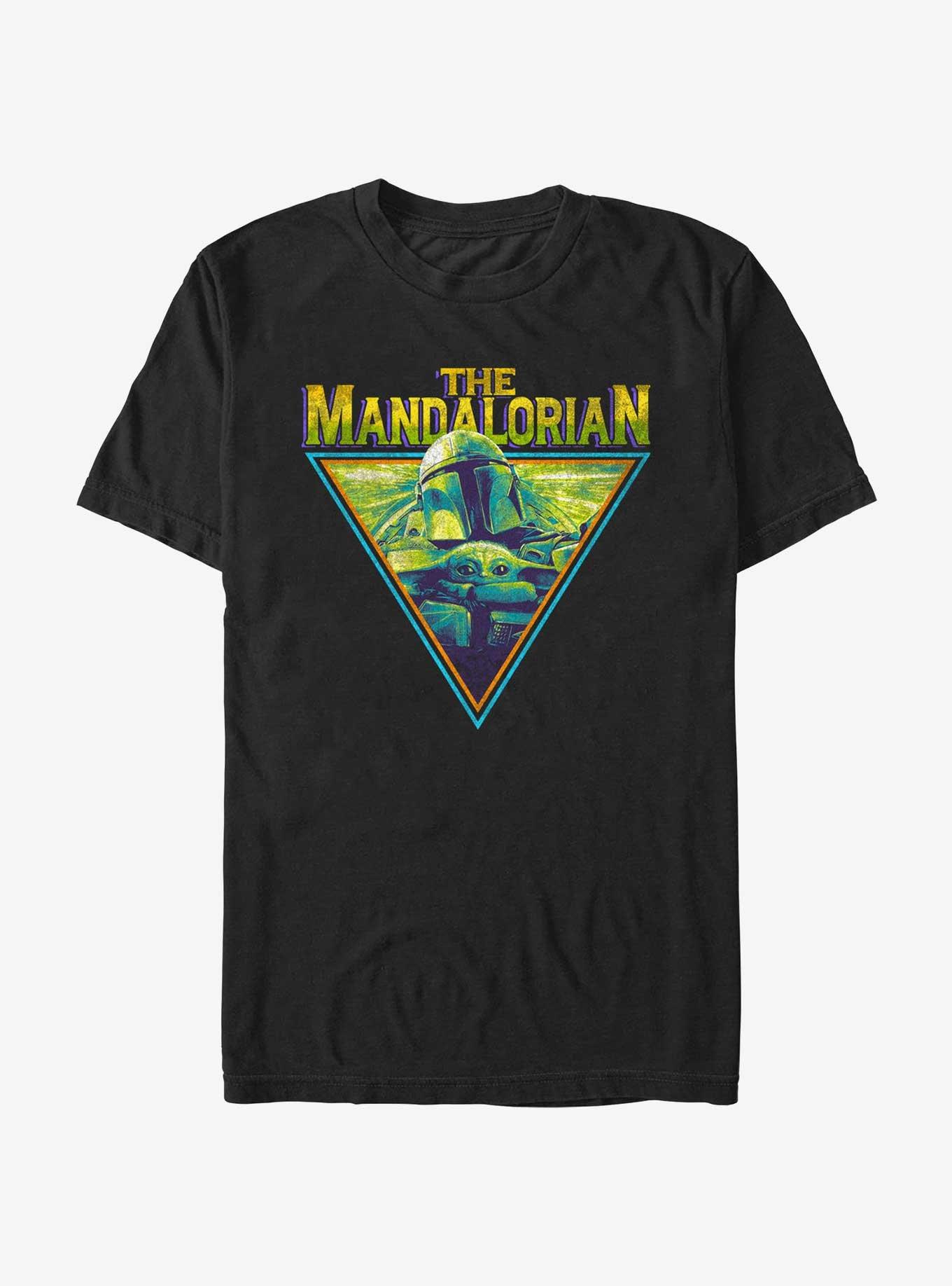 Star Wars The Mandalorian Neon Grunge Logo T-Shirt, BLACK, hi-res