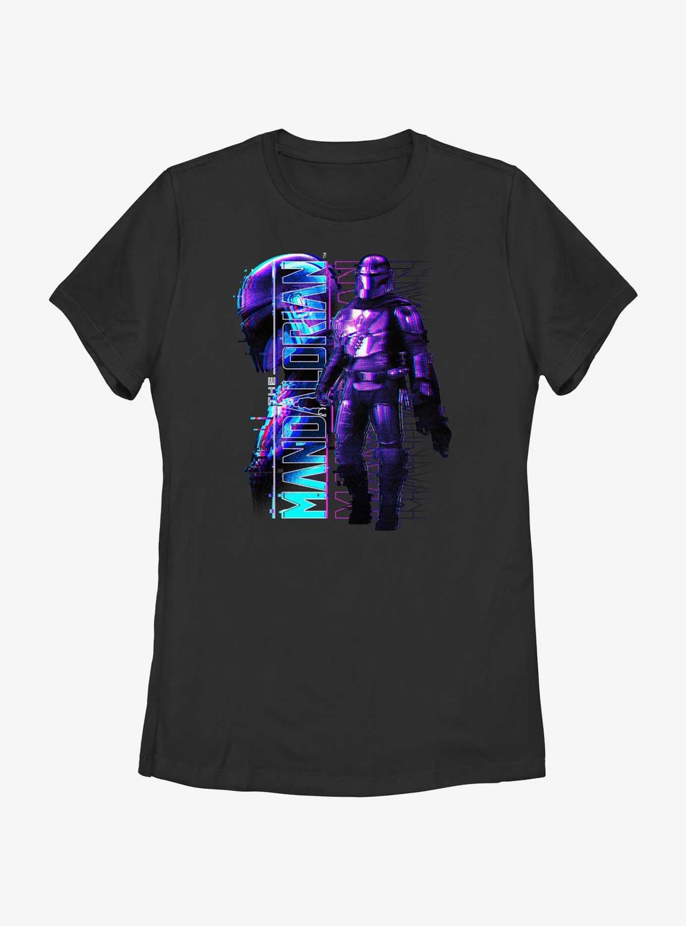 Star Wars The Mandalorian Mando Glitch Womens T-Shirt, BLACK, hi-res