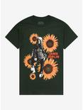 Janis Joplin Sunflowers Boyfriend Fit Girls T-Shirt, DARK GREEN, hi-res