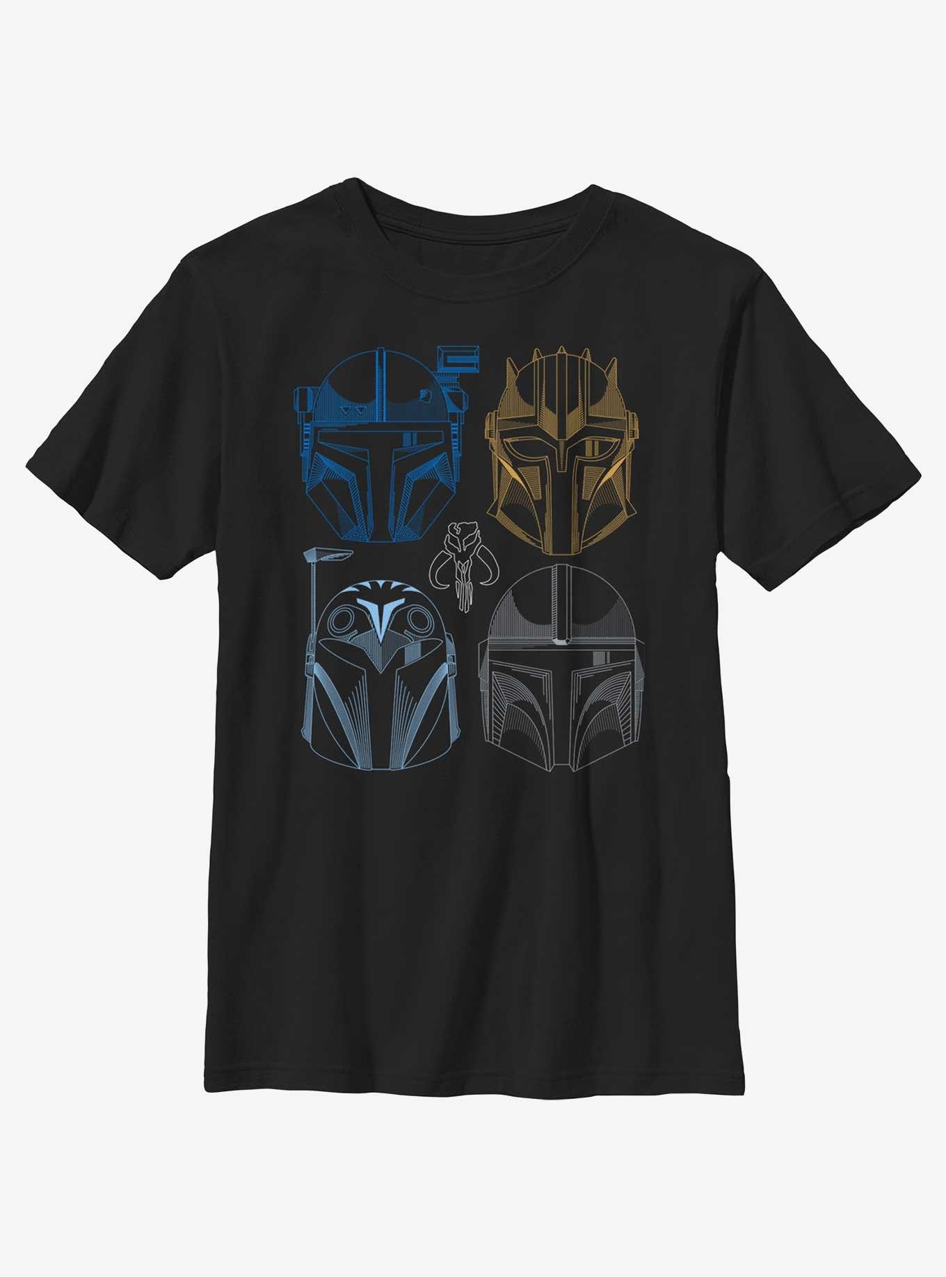 Star Wars The Mandalorian This Is The Way Helmet Lineup Youth T-Shirt, BLACK, hi-res