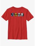 Star Wars The Mandalorian Helmet Lineup Youth T-Shirt, RED, hi-res