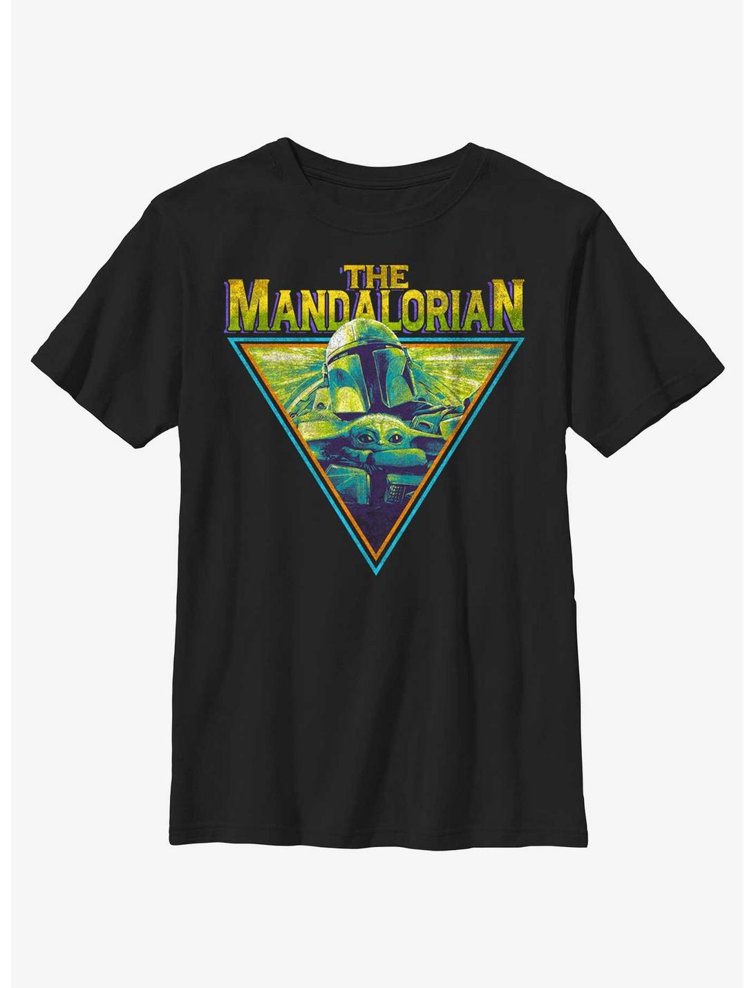 Star Wars The Mandalorian Neon Grunge Logo Youth T-Shirt, BLACK, hi-res